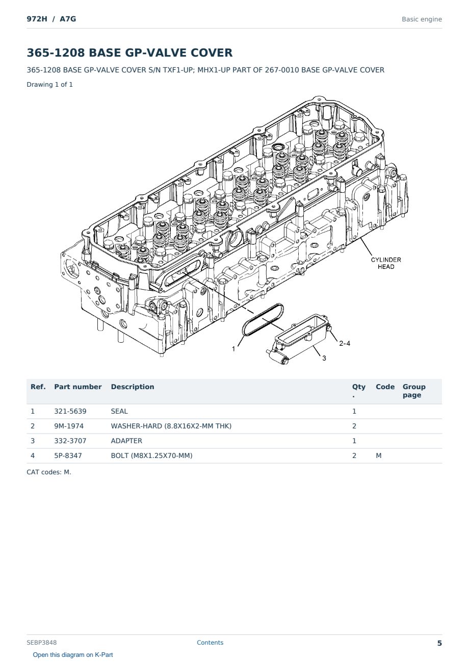 Caterpillar 972H S/N A7G Partsbook SEBP3848 (English) - sample page 5 of 10 Caterpillar 972H S/N A7G Partsbook SEBP3848 (English) - sample page 5 of 10