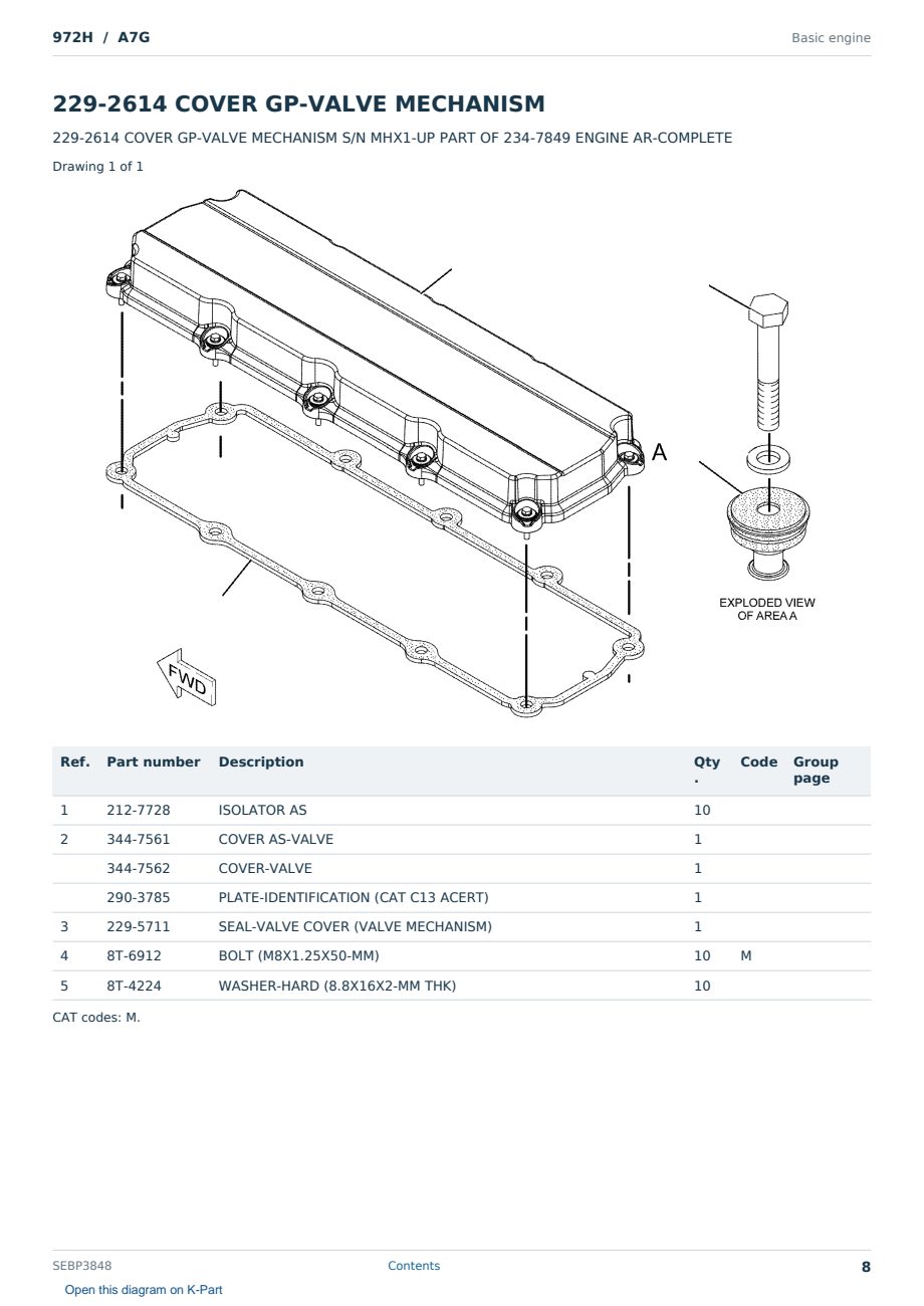 Caterpillar 972H S/N A7G Partsbook SEBP3848 (English) - sample page 8 of 10 Caterpillar 972H S/N A7G Partsbook SEBP3848 (English) - sample page 8 of 10
