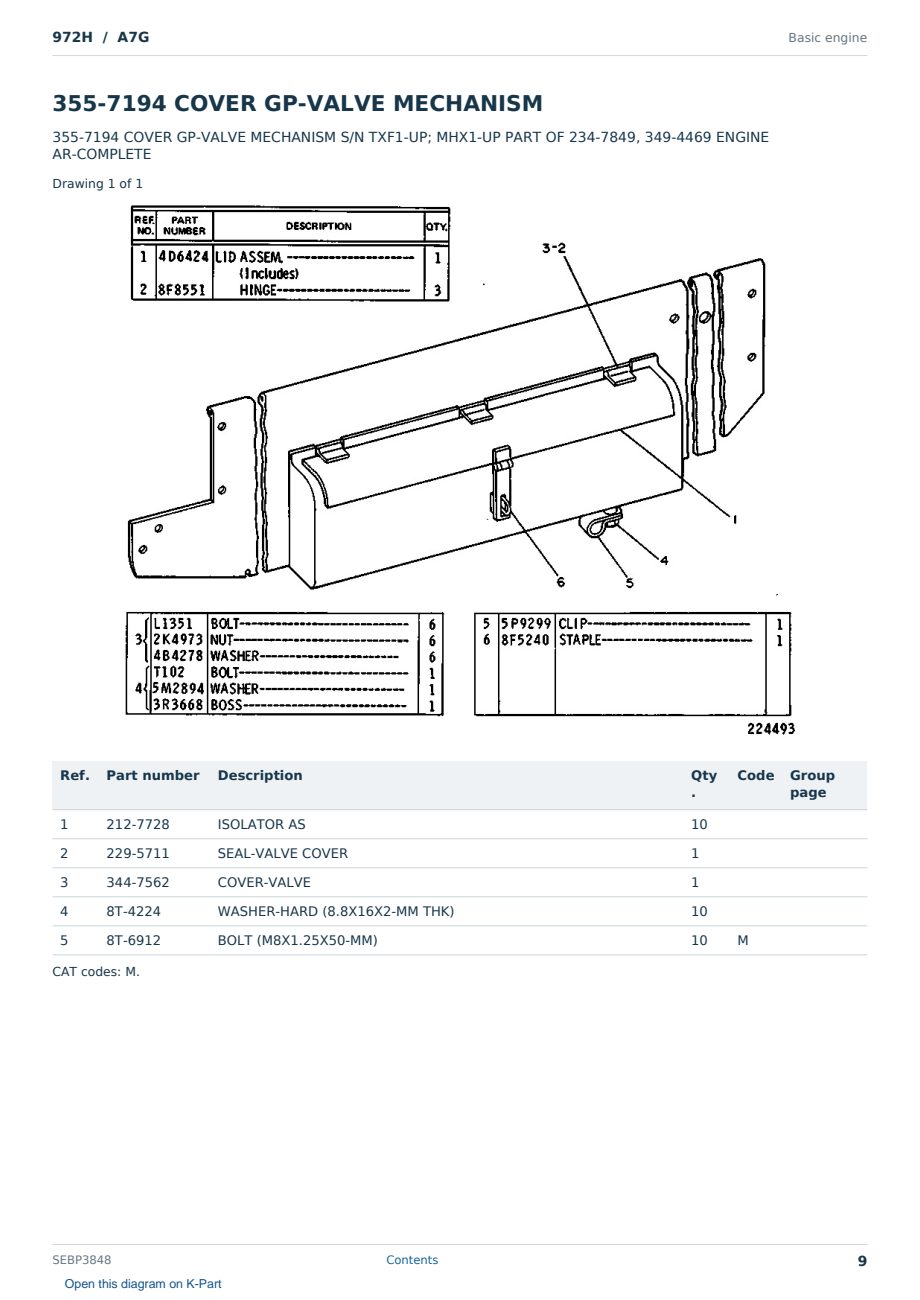 Caterpillar 972H S/N A7G Partsbook SEBP3848 (English) - sample page 9 of 10 Caterpillar 972H S/N A7G Partsbook SEBP3848 (English) - sample page 9 of 10