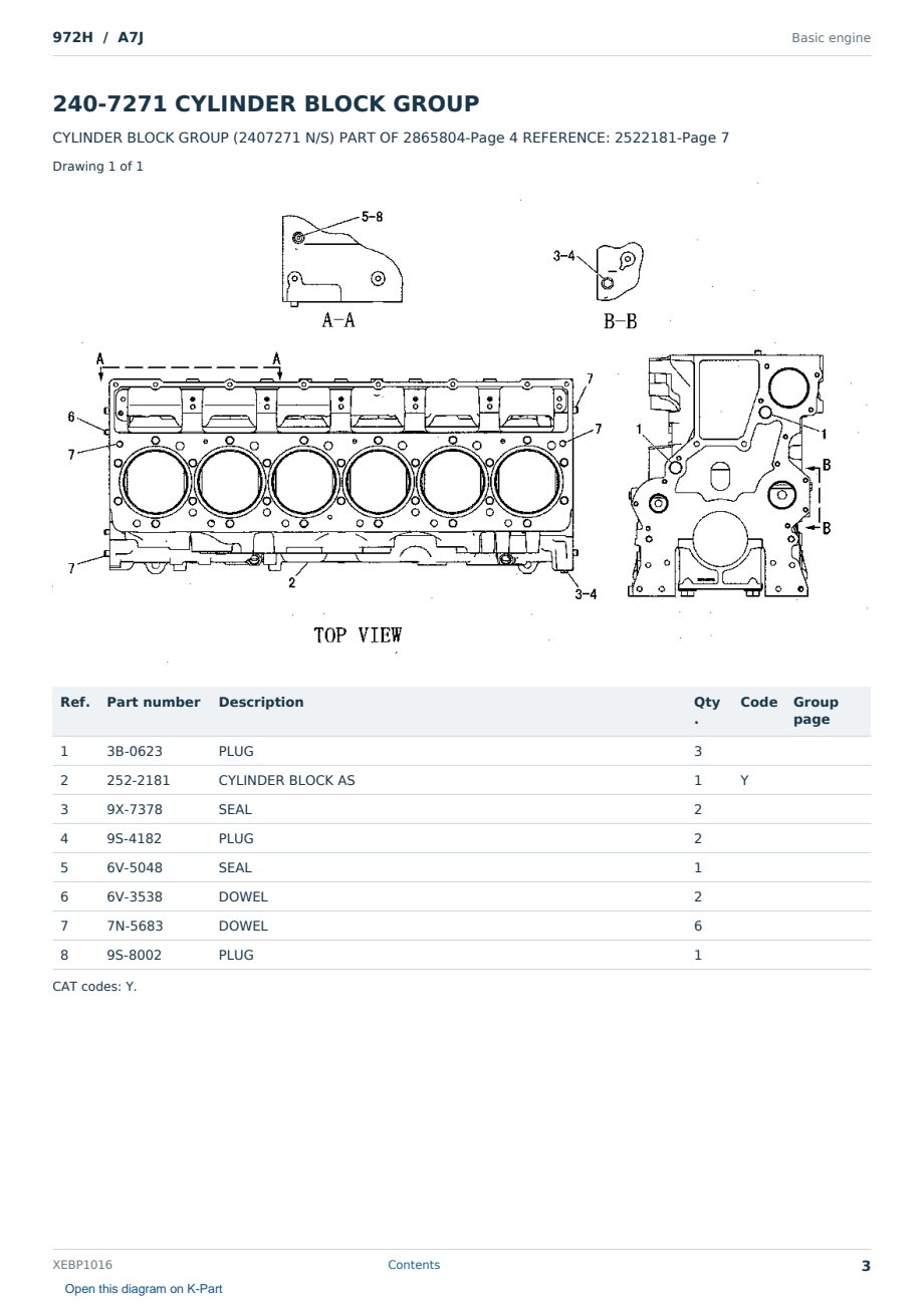 Caterpillar 972H S/N A7J Partsbook XEBP1016 (English) - sample page 3 of 10 Caterpillar 972H S/N A7J Partsbook XEBP1016 (English) - sample page 3 of 10