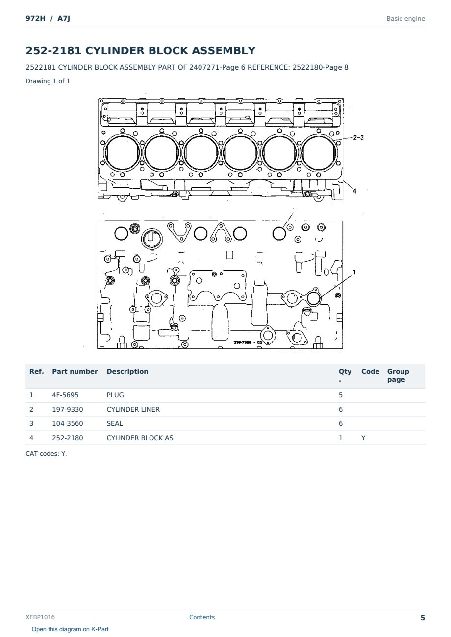 Caterpillar 972H S/N A7J Partsbook XEBP1016 (English) - sample page 5 of 10 Caterpillar 972H S/N A7J Partsbook XEBP1016 (English) - sample page 5 of 10