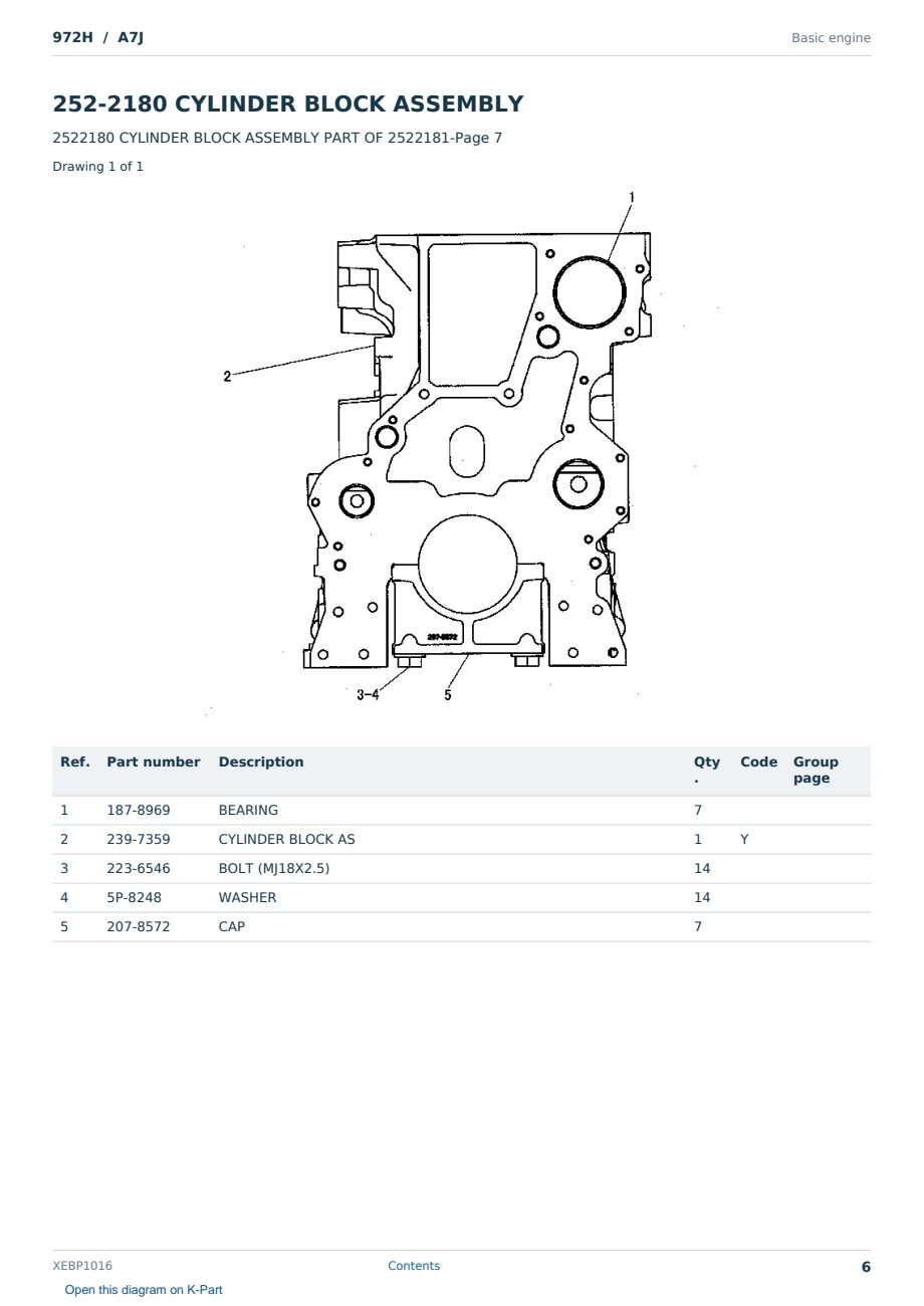 Caterpillar 972H S/N A7J Partsbook XEBP1016 (English) - sample page 6 of 10 Caterpillar 972H S/N A7J Partsbook XEBP1016 (English) - sample page 6 of 10