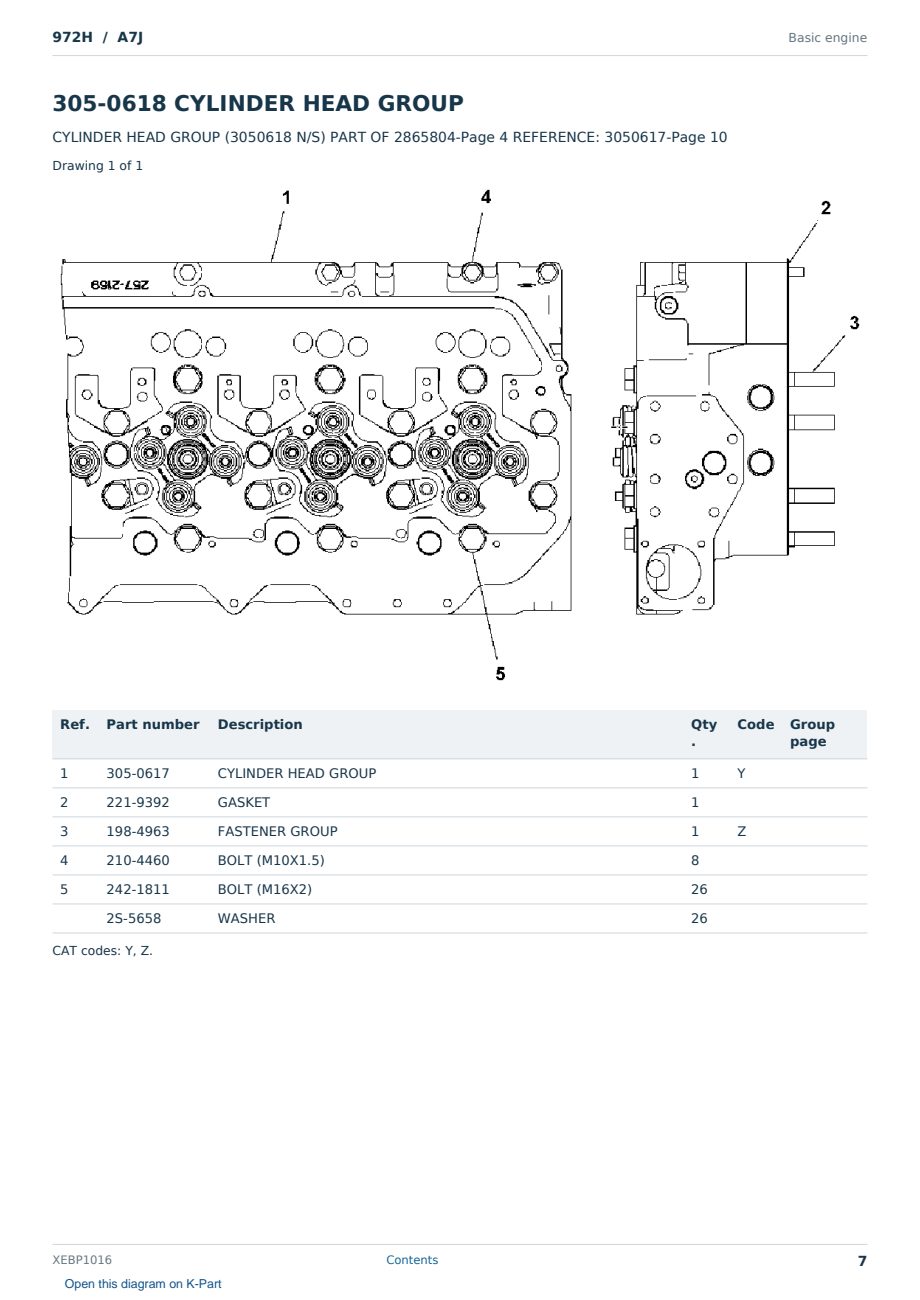 Caterpillar 972H S/N A7J Partsbook XEBP1016 (English) - sample page 7 of 10 Caterpillar 972H S/N A7J Partsbook XEBP1016 (English) - sample page 7 of 10