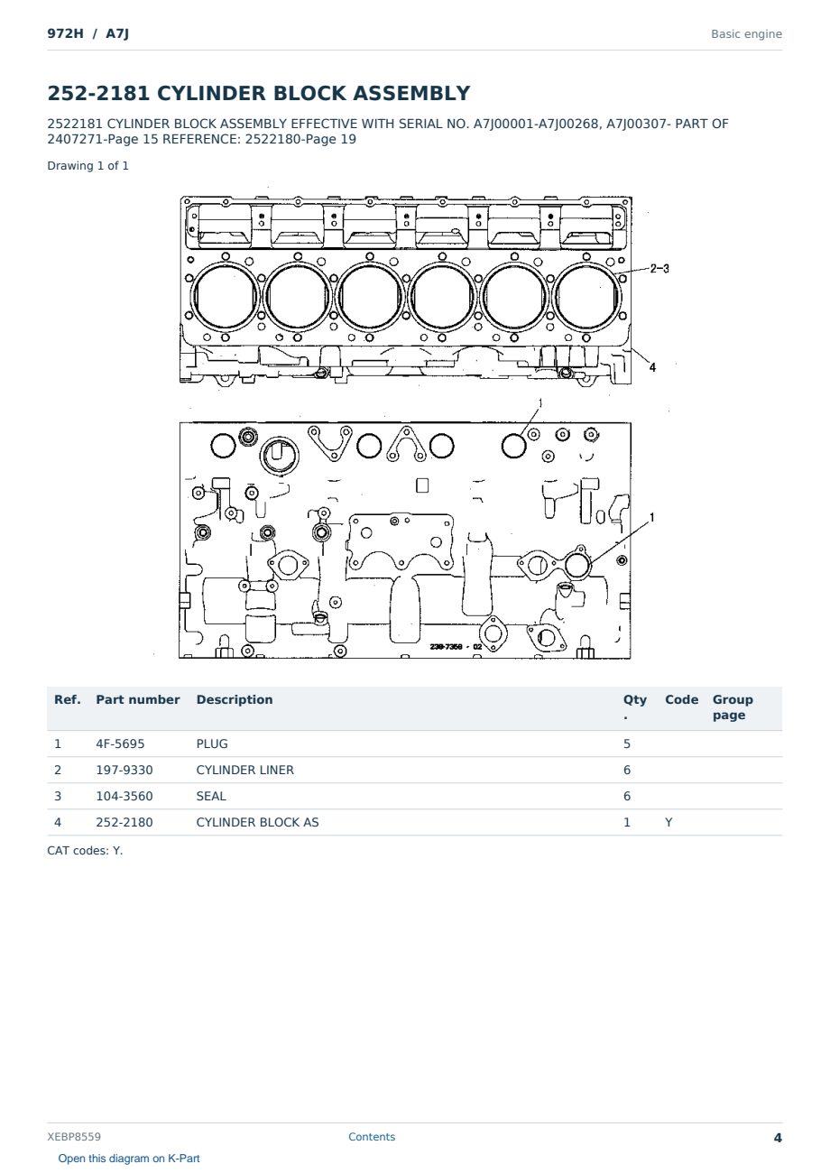 Caterpillar 972H S/N A7J Partsbook XEBP8559 (English) - sample page 4 of 10 Caterpillar 972H S/N A7J Partsbook XEBP8559 (English) - sample page 4 of 10