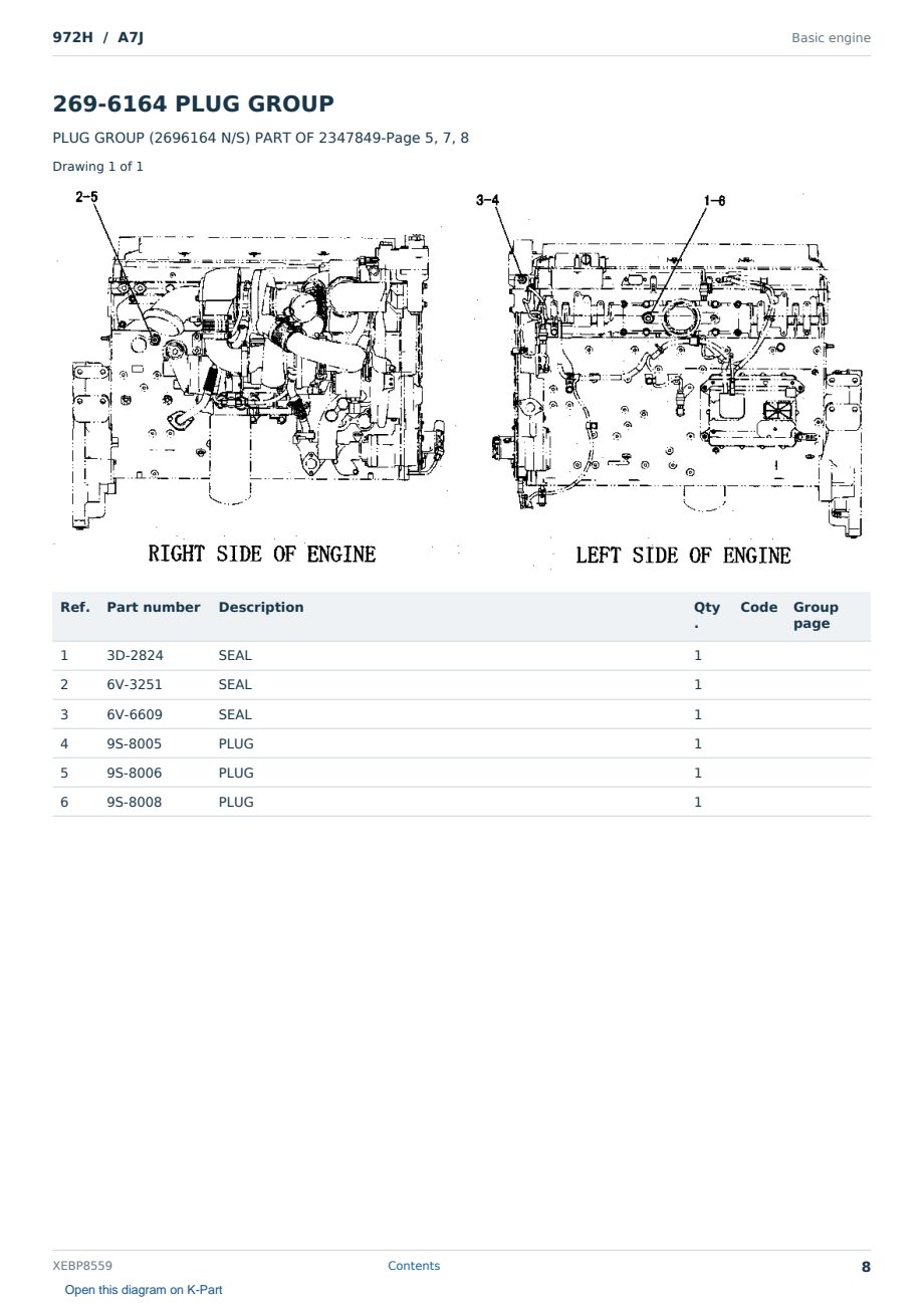 Caterpillar 972H S/N A7J Partsbook XEBP8559 (English) - sample page 8 of 10 Caterpillar 972H S/N A7J Partsbook XEBP8559 (English) - sample page 8 of 10