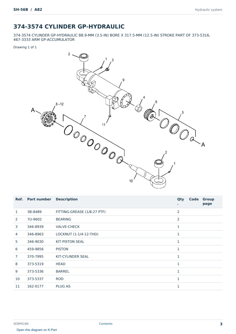 Caterpillar SH-56B S/N A82 Partsbook SEBP6186 (English) - sample page 3 of 10 Caterpillar SH-56B S/N A82 Partsbook SEBP6186 (English) - sample page 3 of 10
