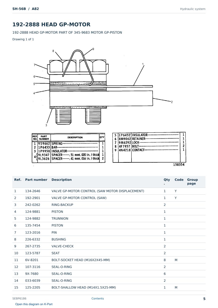 Caterpillar SH-56B S/N A82 Partsbook SEBP6186 (English) - sample page 5 of 10 Caterpillar SH-56B S/N A82 Partsbook SEBP6186 (English) - sample page 5 of 10