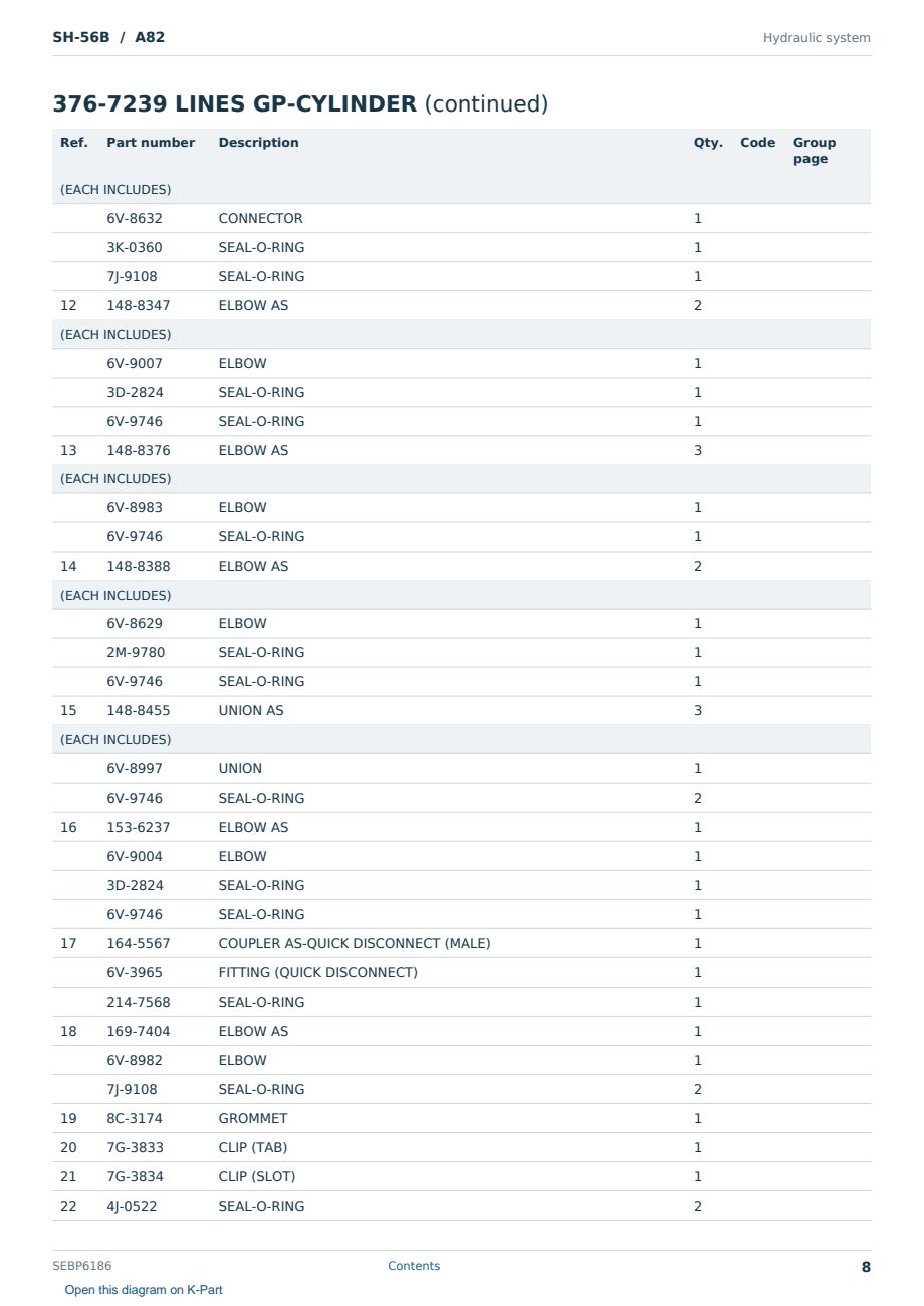 Caterpillar SH-56B S/N A82 Partsbook SEBP6186 (English) - sample page 8 of 10 Caterpillar SH-56B S/N A82 Partsbook SEBP6186 (English) - sample page 8 of 10