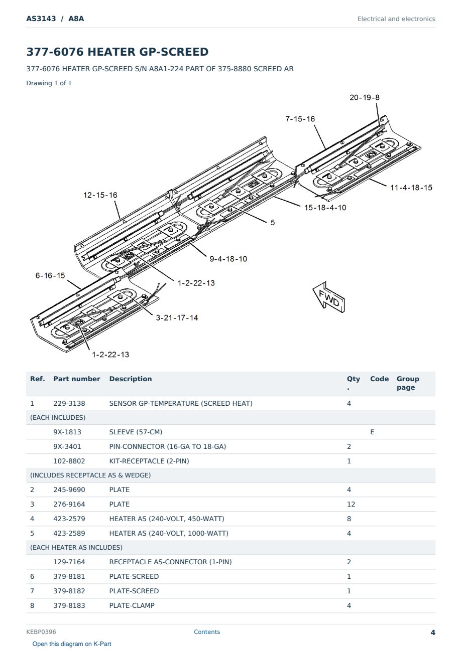 Caterpillar AS3143 S/N A8A Partsbook KEBP0396 (English) - sample page 4 of 10 Caterpillar AS3143 S/N A8A Partsbook KEBP0396 (English) - sample page 4 of 10