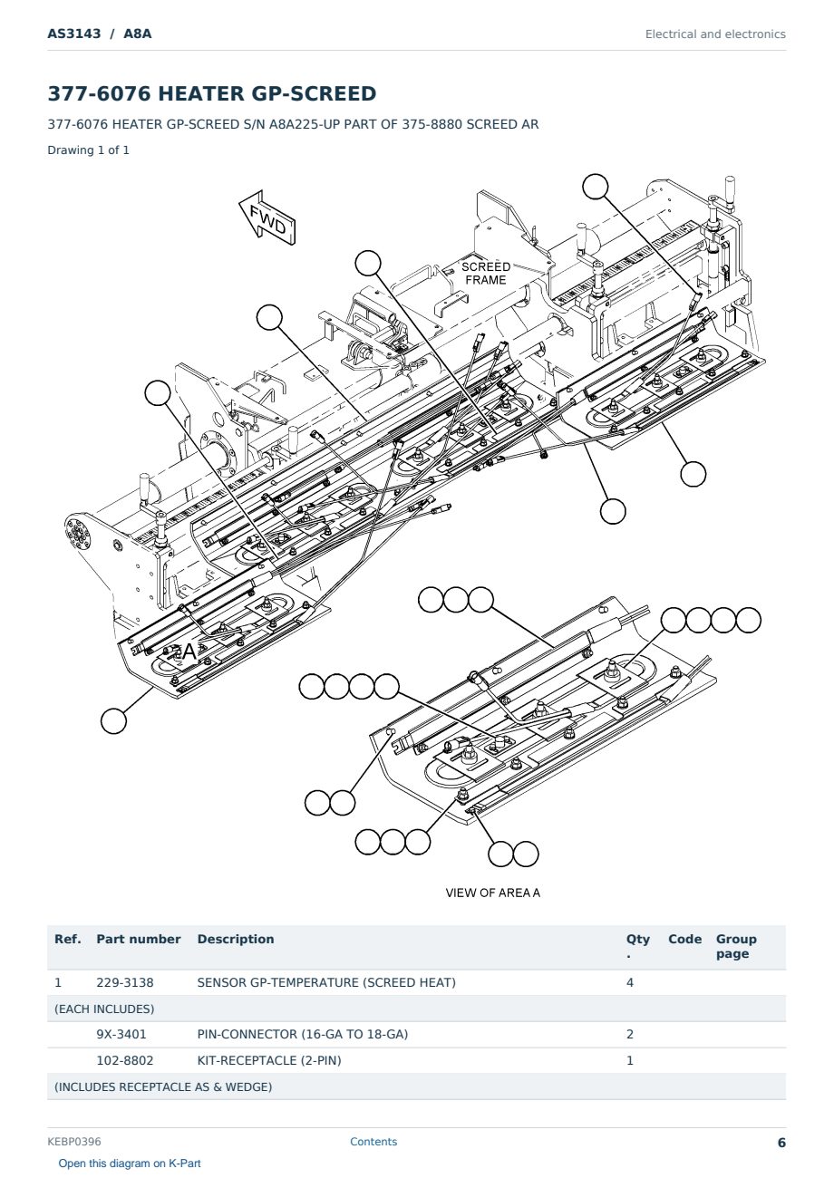 Caterpillar AS3143 S/N A8A Partsbook KEBP0396 (English) - sample page 6 of 10 Caterpillar AS3143 S/N A8A Partsbook KEBP0396 (English) - sample page 6 of 10