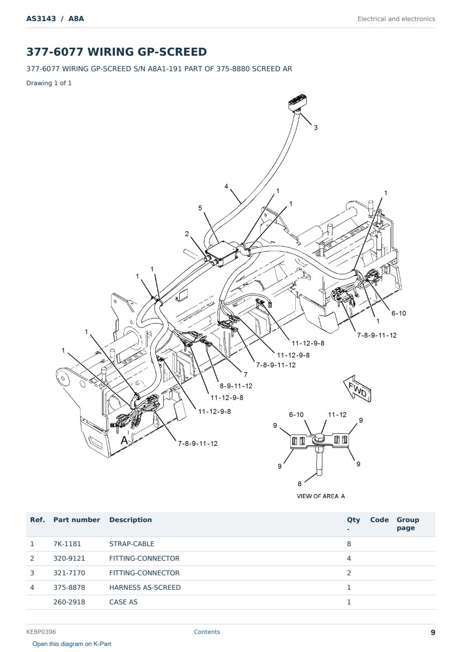 Caterpillar AS3143 S/N A8A Partsbook KEBP0396 (English) - sample page 9 of 10 Caterpillar AS3143 S/N A8A Partsbook KEBP0396 (English) - sample page 9 of 10