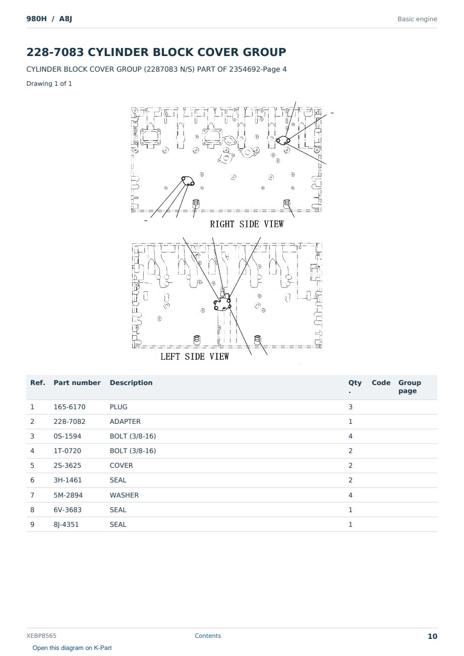 Caterpillar 980H S/N A8J Partsbook XEBP8565 (English) - sample page 10 of 10 Caterpillar 980H S/N A8J Partsbook XEBP8565 (English) - sample page 10 of 10