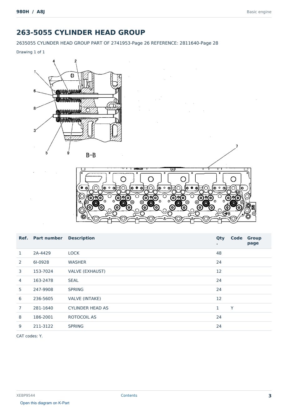 Caterpillar 980H S/N A8J Partsbook XEBP9544 (English) - sample page 3 of 10 Caterpillar 980H S/N A8J Partsbook XEBP9544 (English) - sample page 3 of 10