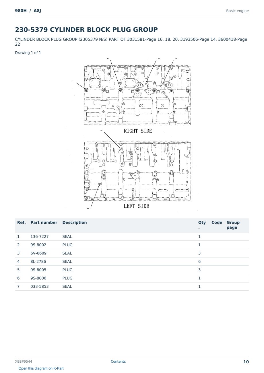 Caterpillar 980H S/N A8J Partsbook XEBP9544 (English) - sample page 10 of 10 Caterpillar 980H S/N A8J Partsbook XEBP9544 (English) - sample page 10 of 10
