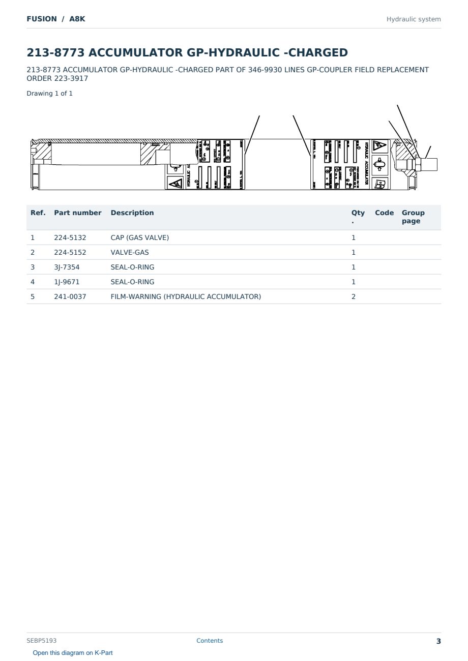 Caterpillar FUSION S/N A8K Partsbook SEBP5193 (English) - sample page 3 of 10 Caterpillar FUSION S/N A8K Partsbook SEBP5193 (English) - sample page 3 of 10