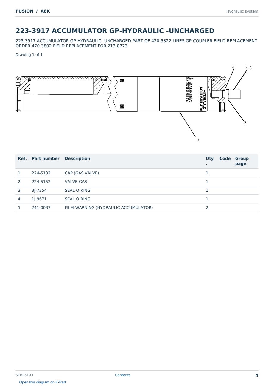 Caterpillar FUSION S/N A8K Partsbook SEBP5193 (English) - sample page 4 of 10 Caterpillar FUSION S/N A8K Partsbook SEBP5193 (English) - sample page 4 of 10
