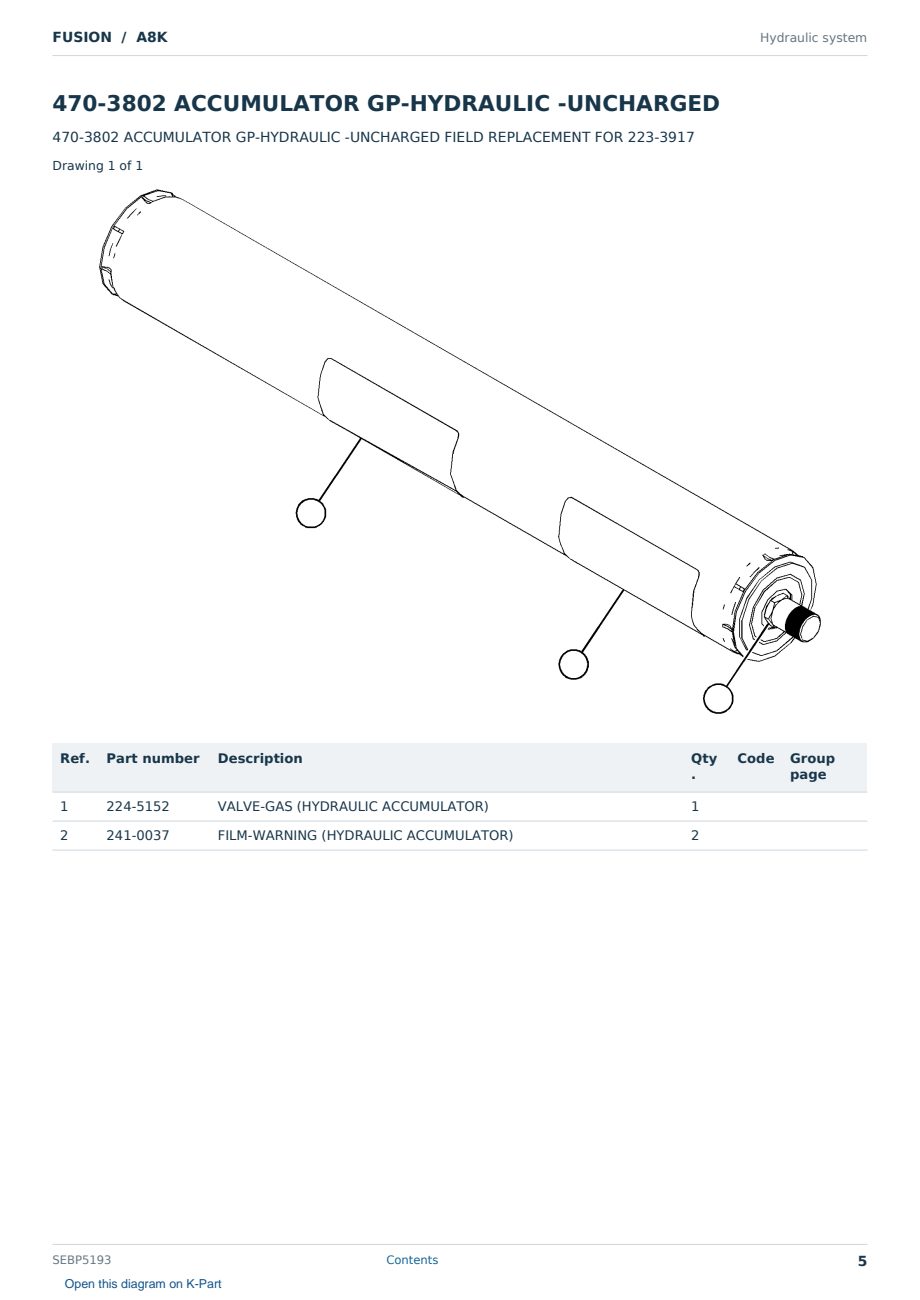 Caterpillar FUSION S/N A8K Partsbook SEBP5193 (English) - sample page 5 of 10 Caterpillar FUSION S/N A8K Partsbook SEBP5193 (English) - sample page 5 of 10
