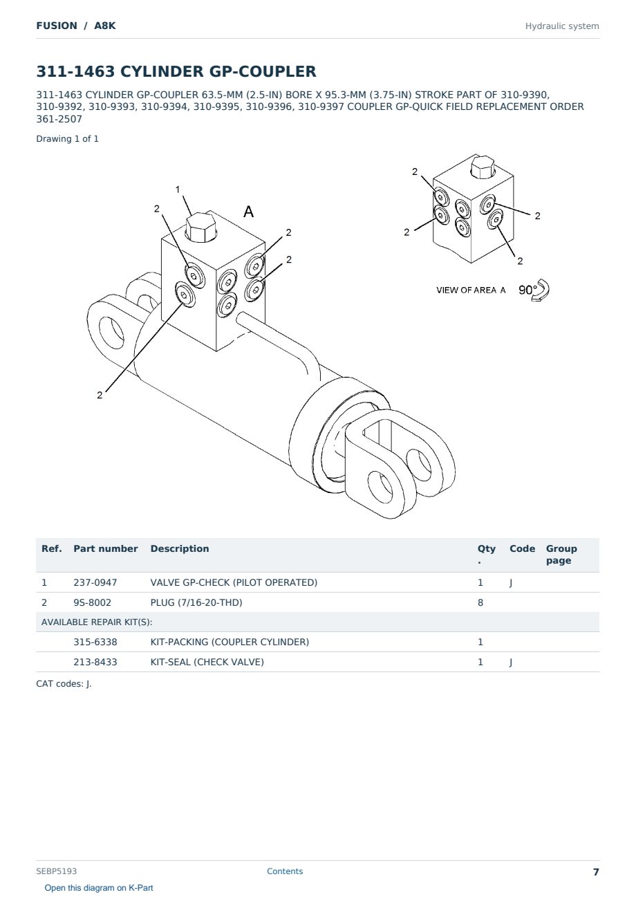 Caterpillar FUSION S/N A8K Partsbook SEBP5193 (English) - sample page 7 of 10 Caterpillar FUSION S/N A8K Partsbook SEBP5193 (English) - sample page 7 of 10