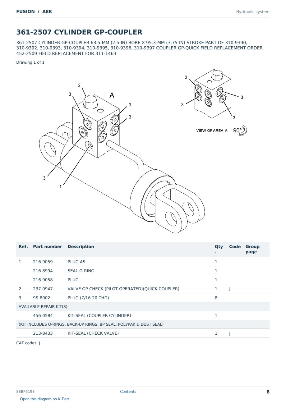 Caterpillar FUSION S/N A8K Partsbook SEBP5193 (English) - sample page 8 of 10 Caterpillar FUSION S/N A8K Partsbook SEBP5193 (English) - sample page 8 of 10