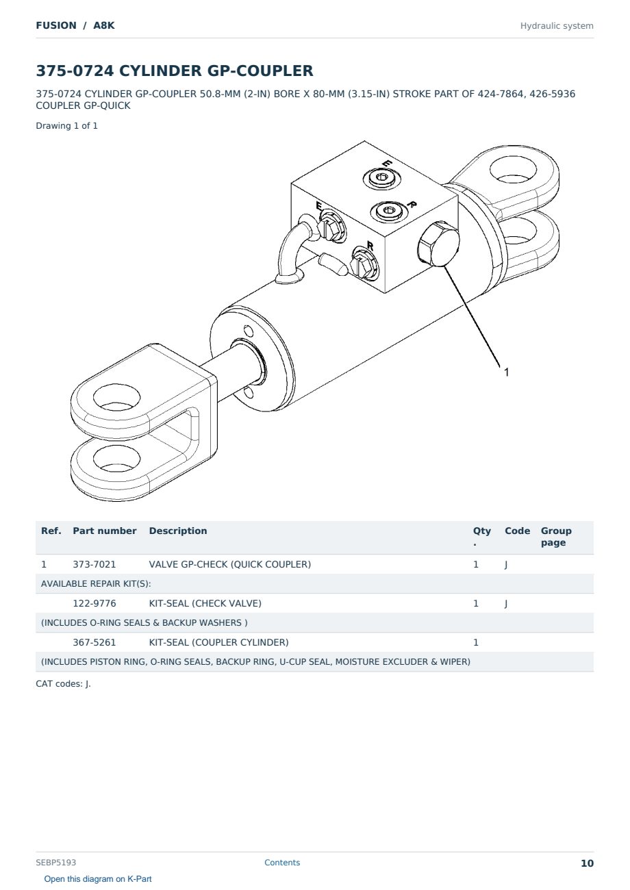 Caterpillar FUSION S/N A8K Partsbook SEBP5193 (English) - sample page 10 of 10 Caterpillar FUSION S/N A8K Partsbook SEBP5193 (English) - sample page 10 of 10