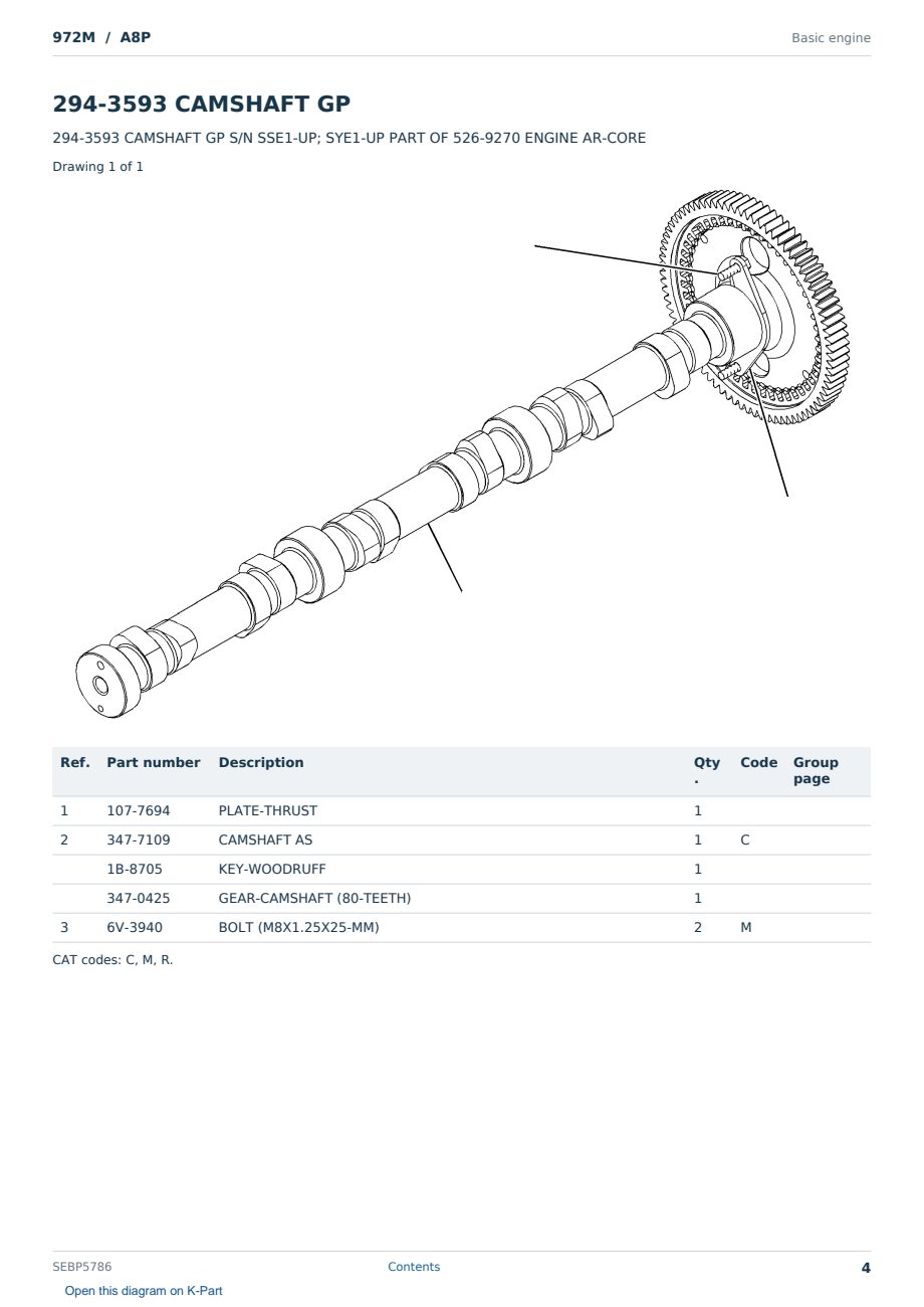 Caterpillar 972M S/N A8P Partsbook SEBP5786 (English) - sample page 4 of 10 Caterpillar 972M S/N A8P Partsbook SEBP5786 (English) - sample page 4 of 10