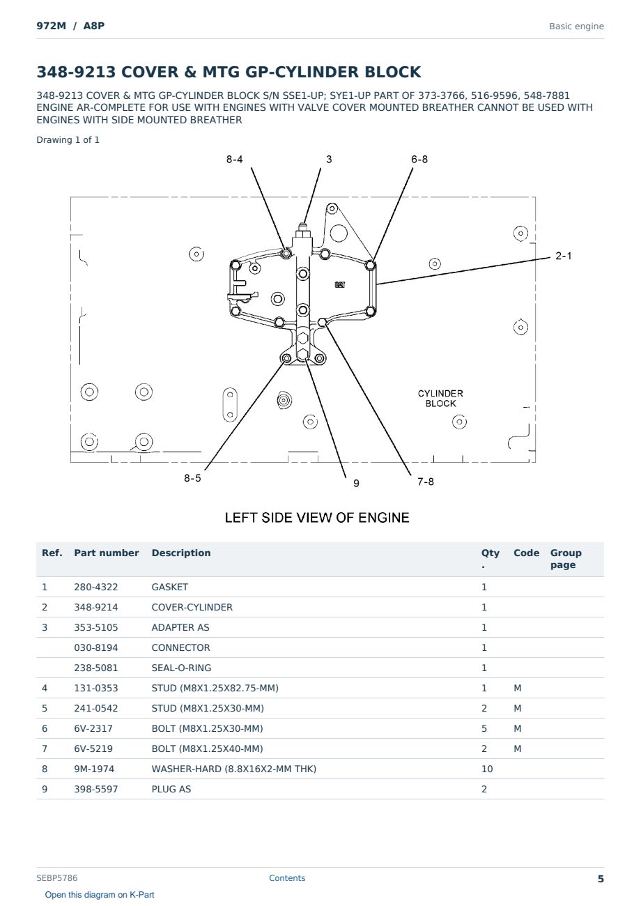Caterpillar 972M S/N A8P Partsbook SEBP5786 (English) - sample page 5 of 10 Caterpillar 972M S/N A8P Partsbook SEBP5786 (English) - sample page 5 of 10