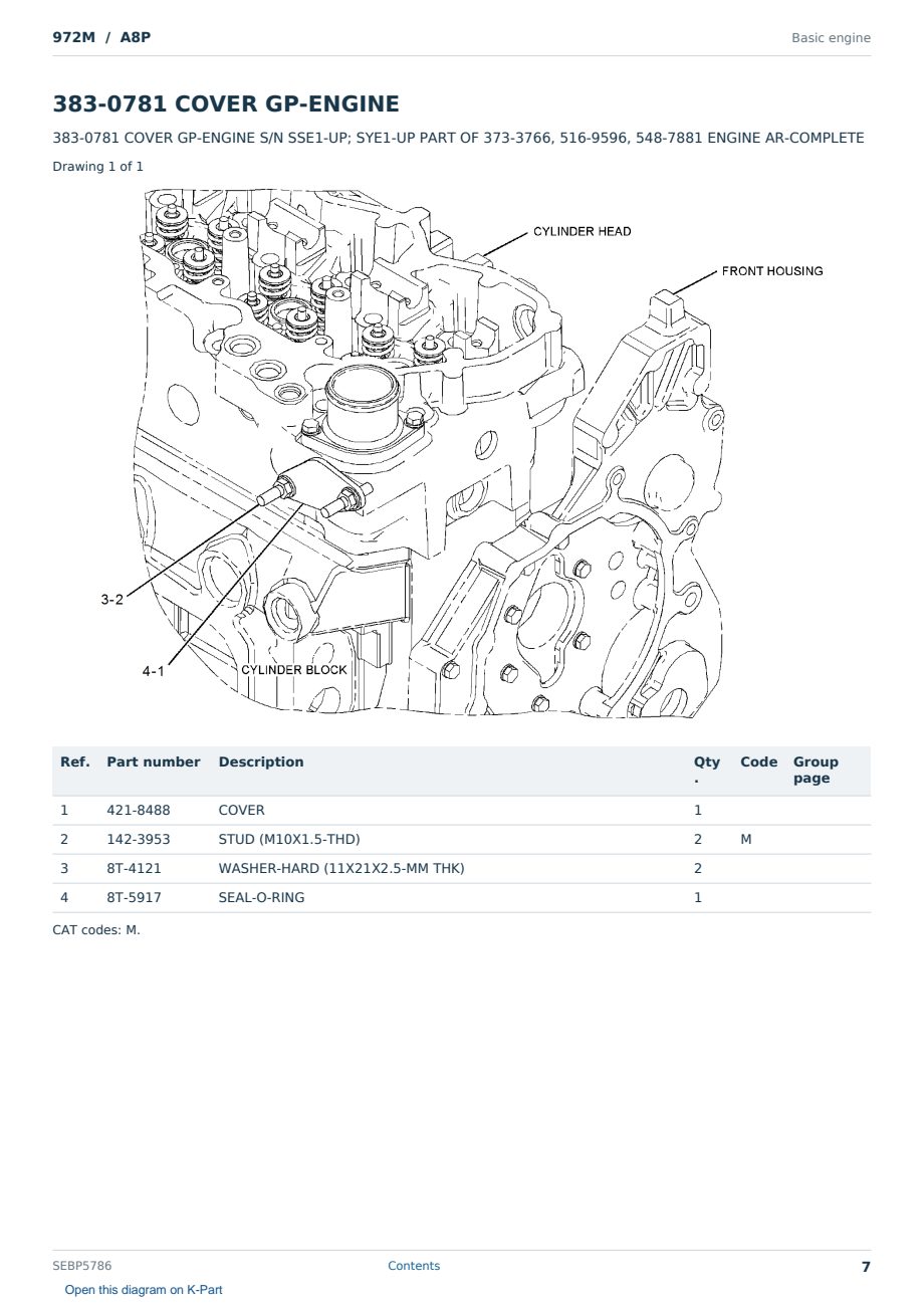 Caterpillar 972M S/N A8P Partsbook SEBP5786 (English) - sample page 7 of 10 Caterpillar 972M S/N A8P Partsbook SEBP5786 (English) - sample page 7 of 10