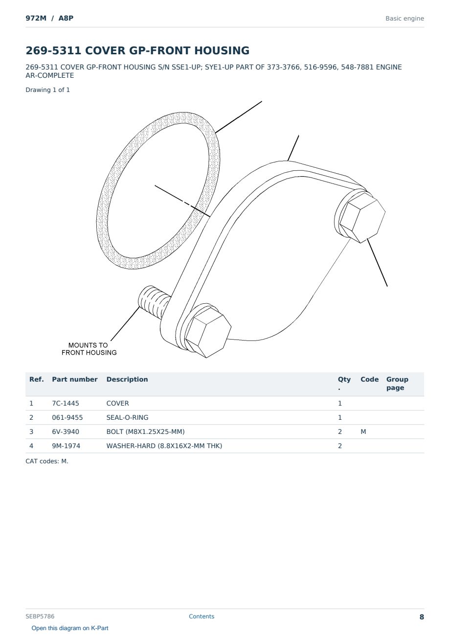 Caterpillar 972M S/N A8P Partsbook SEBP5786 (English) - sample page 8 of 10 Caterpillar 972M S/N A8P Partsbook SEBP5786 (English) - sample page 8 of 10