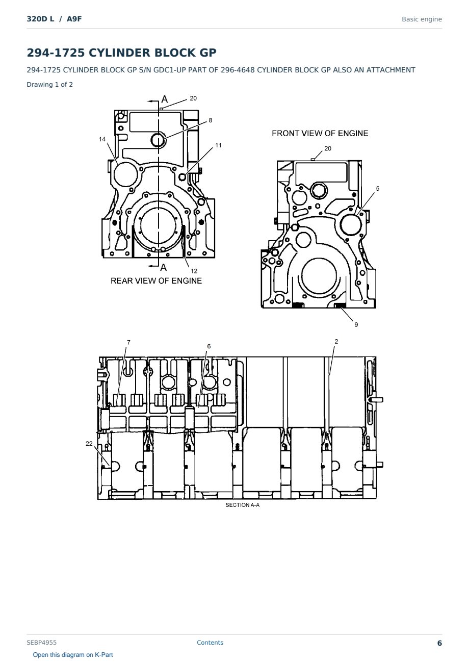 Caterpillar 320D L S/N A9F Partsbook SEBP4955 (English) - sample page 6 of 10 Caterpillar 320D L S/N A9F Partsbook SEBP4955 (English) - sample page 6 of 10
