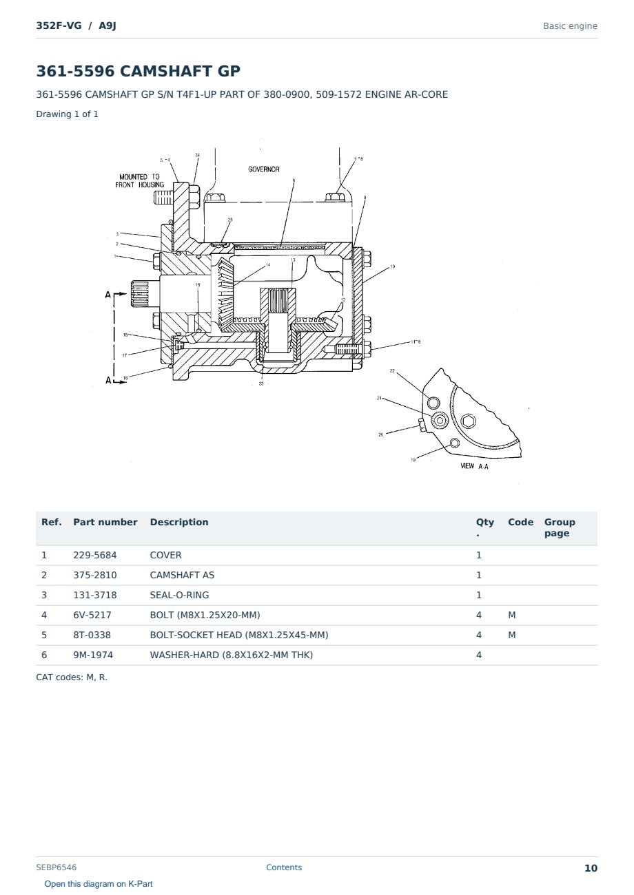 Caterpillar 352F-VG S/N A9J Partsbook SEBP6546 (English) - sample page 10 of 10 Caterpillar 352F-VG S/N A9J Partsbook SEBP6546 (English) - sample page 10 of 10