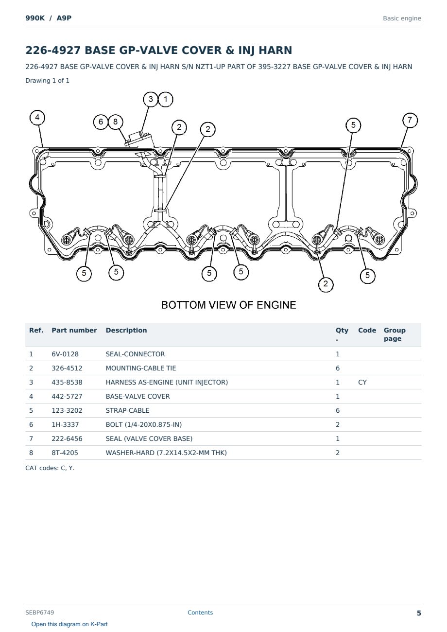Caterpillar 990K S/N A9P Partsbook SEBP6749 (English) - sample page 5 of 10 Caterpillar 990K S/N A9P Partsbook SEBP6749 (English) - sample page 5 of 10