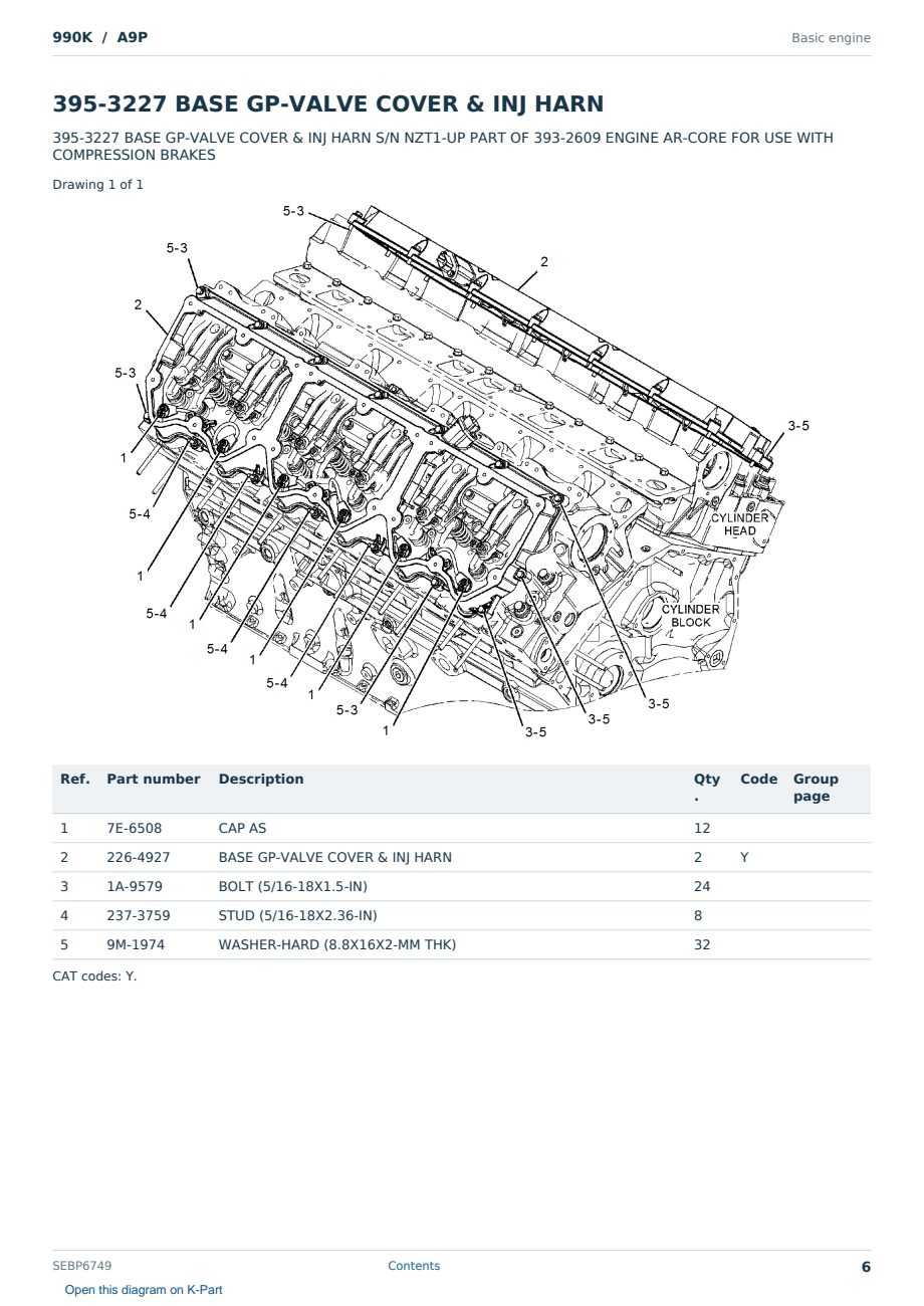 Caterpillar 990K S/N A9P Partsbook SEBP6749 (English) - sample page 6 of 10 Caterpillar 990K S/N A9P Partsbook SEBP6749 (English) - sample page 6 of 10