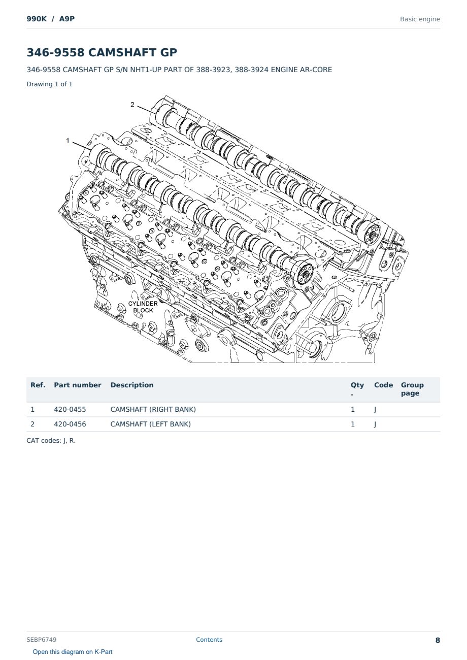Caterpillar 990K S/N A9P Partsbook SEBP6749 (English) - sample page 8 of 10 Caterpillar 990K S/N A9P Partsbook SEBP6749 (English) - sample page 8 of 10