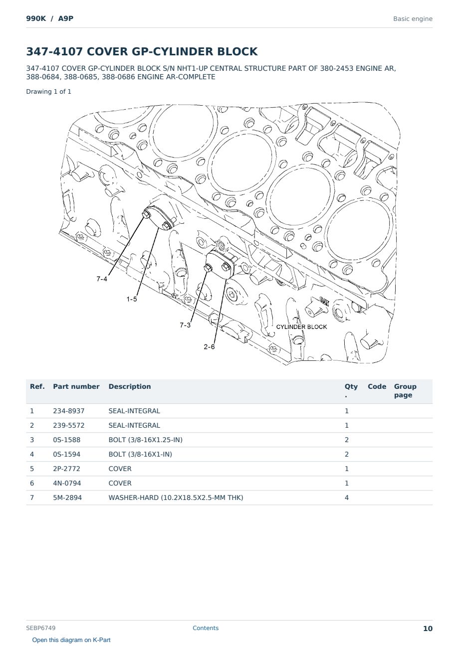 Caterpillar 990K S/N A9P Partsbook SEBP6749 (English) - sample page 10 of 10 Caterpillar 990K S/N A9P Partsbook SEBP6749 (English) - sample page 10 of 10