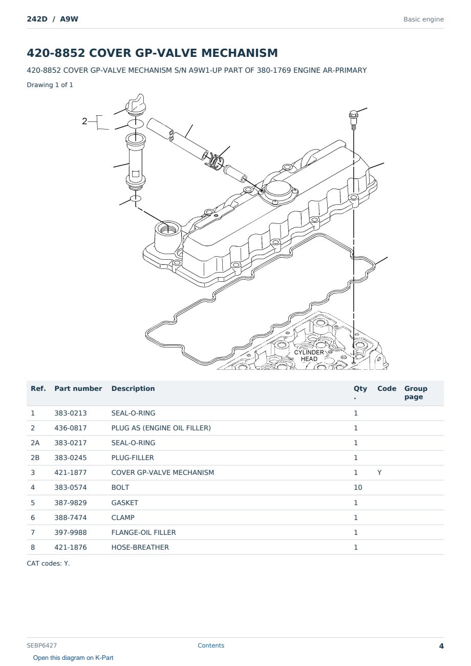 Caterpillar 242D S/N A9W Partsbook SEBP6427 (English) - sample page 4 of 10 Caterpillar 242D S/N A9W Partsbook SEBP6427 (English) - sample page 4 of 10