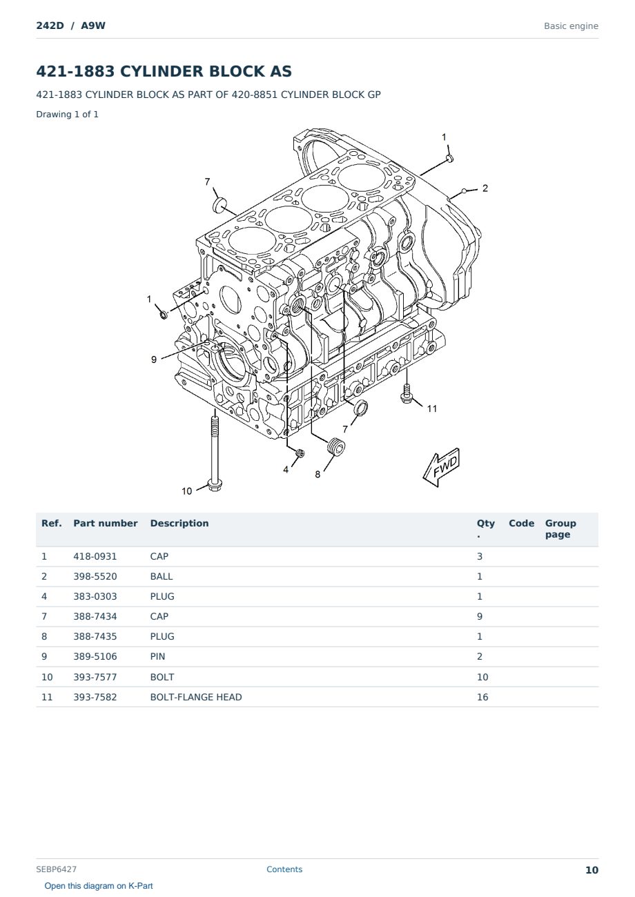 Caterpillar 242D S/N A9W Partsbook SEBP6427 (English) - sample page 10 of 10 Caterpillar 242D S/N A9W Partsbook SEBP6427 (English) - sample page 10 of 10
