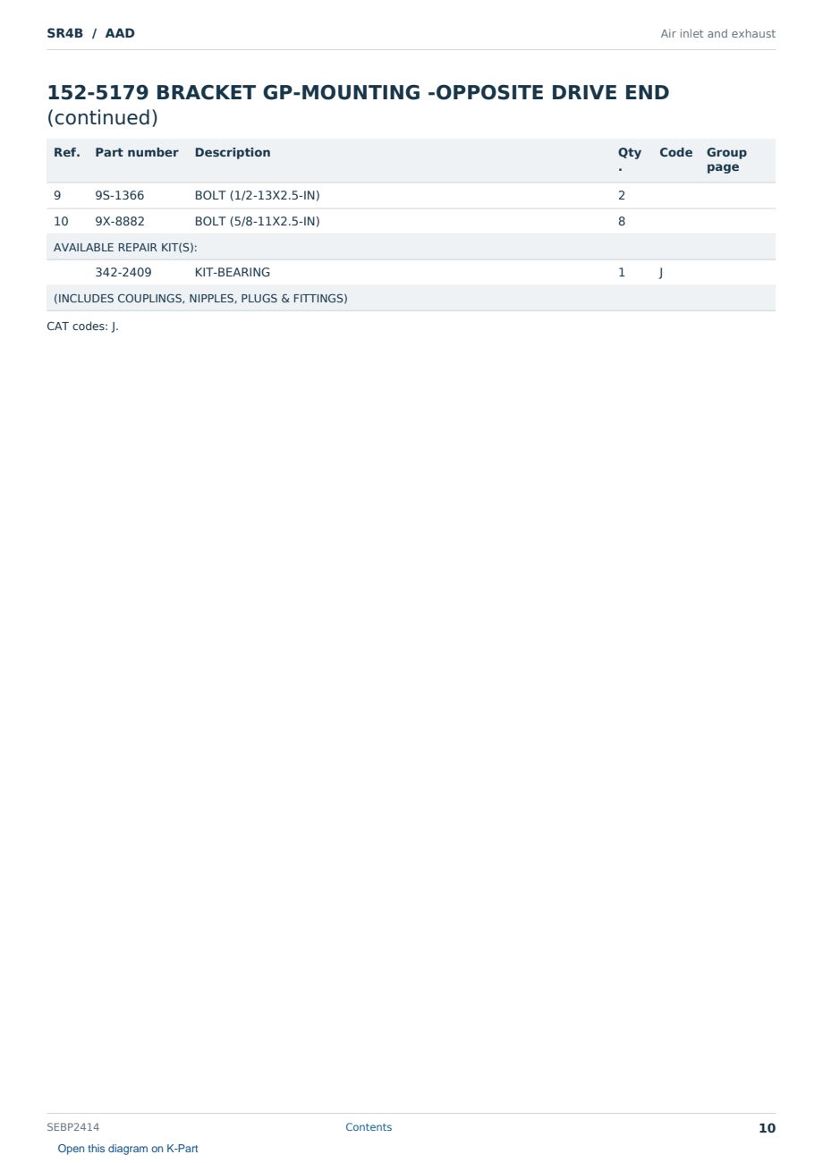 Caterpillar SR4B S/N AAD Partsbook SEBP2414 (English) - sample page 10 of 10 Caterpillar SR4B S/N AAD Partsbook SEBP2414 (English) - sample page 10 of 10