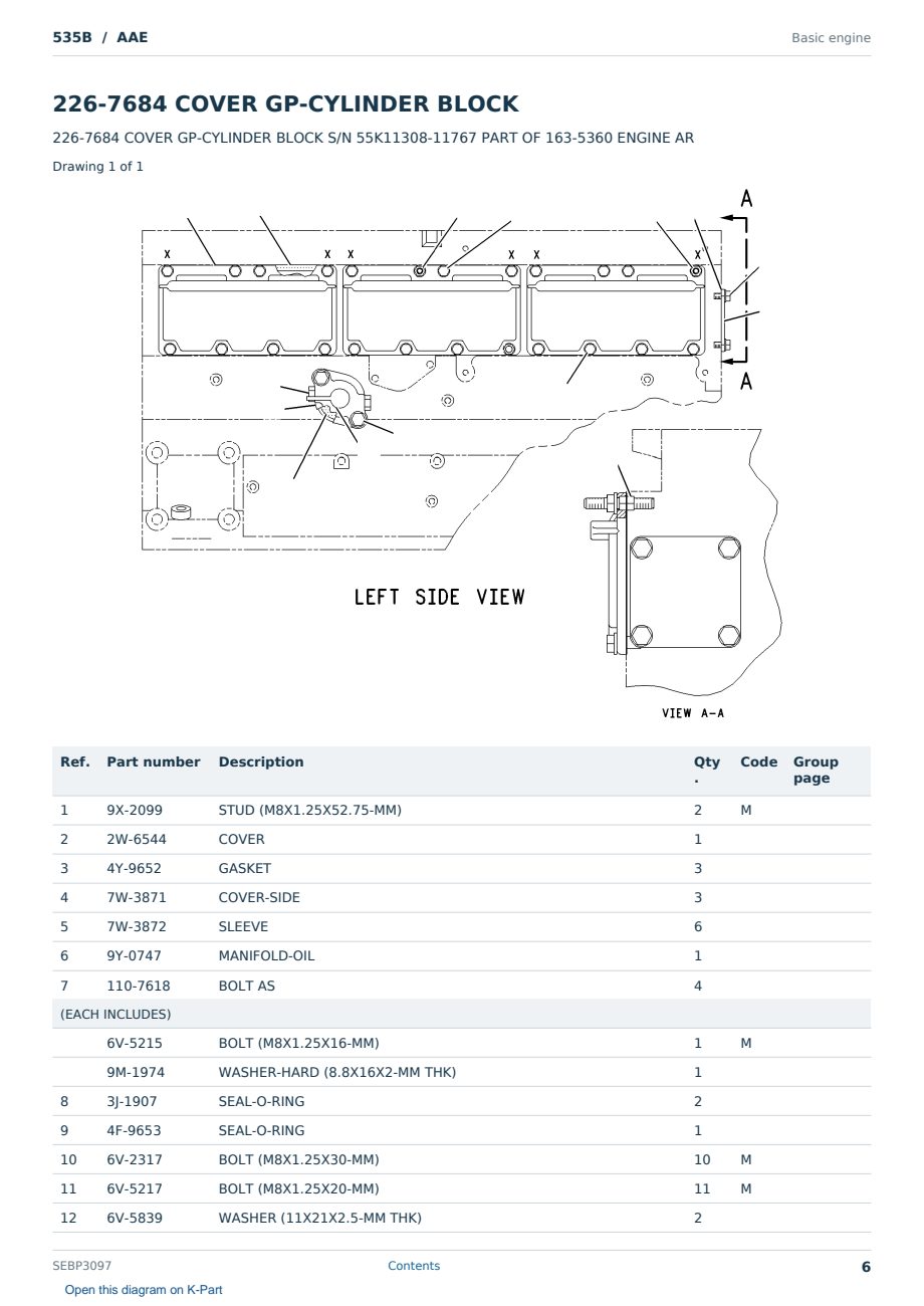 Caterpillar 535B S/N AAE Partsbook SEBP3097 (English) - sample page 6 of 10 Caterpillar 535B S/N AAE Partsbook SEBP3097 (English) - sample page 6 of 10