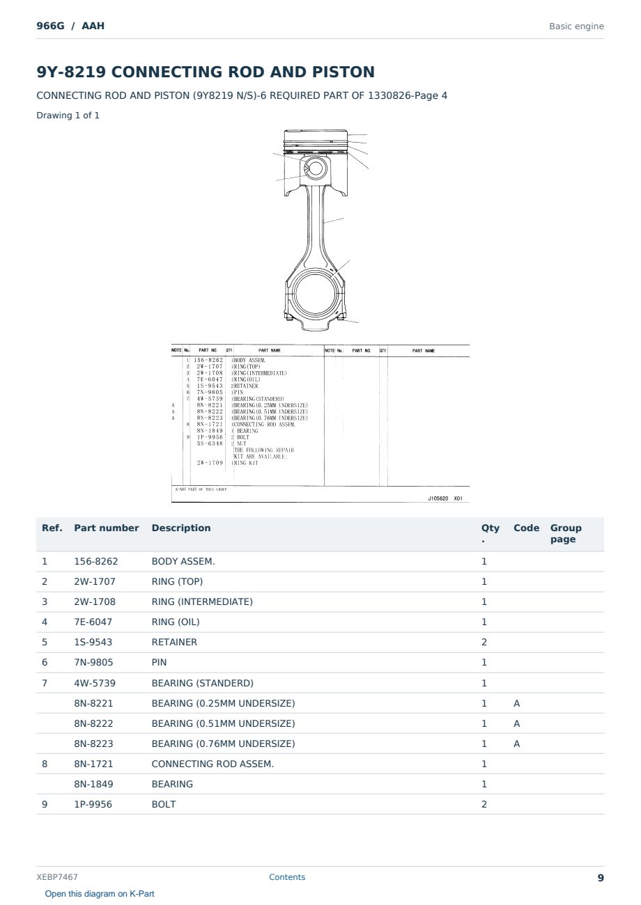 Caterpillar 966G S/N AAH Partsbook XEBP7467 (English) - sample page 9 of 10 Caterpillar 966G S/N AAH Partsbook XEBP7467 (English) - sample page 9 of 10