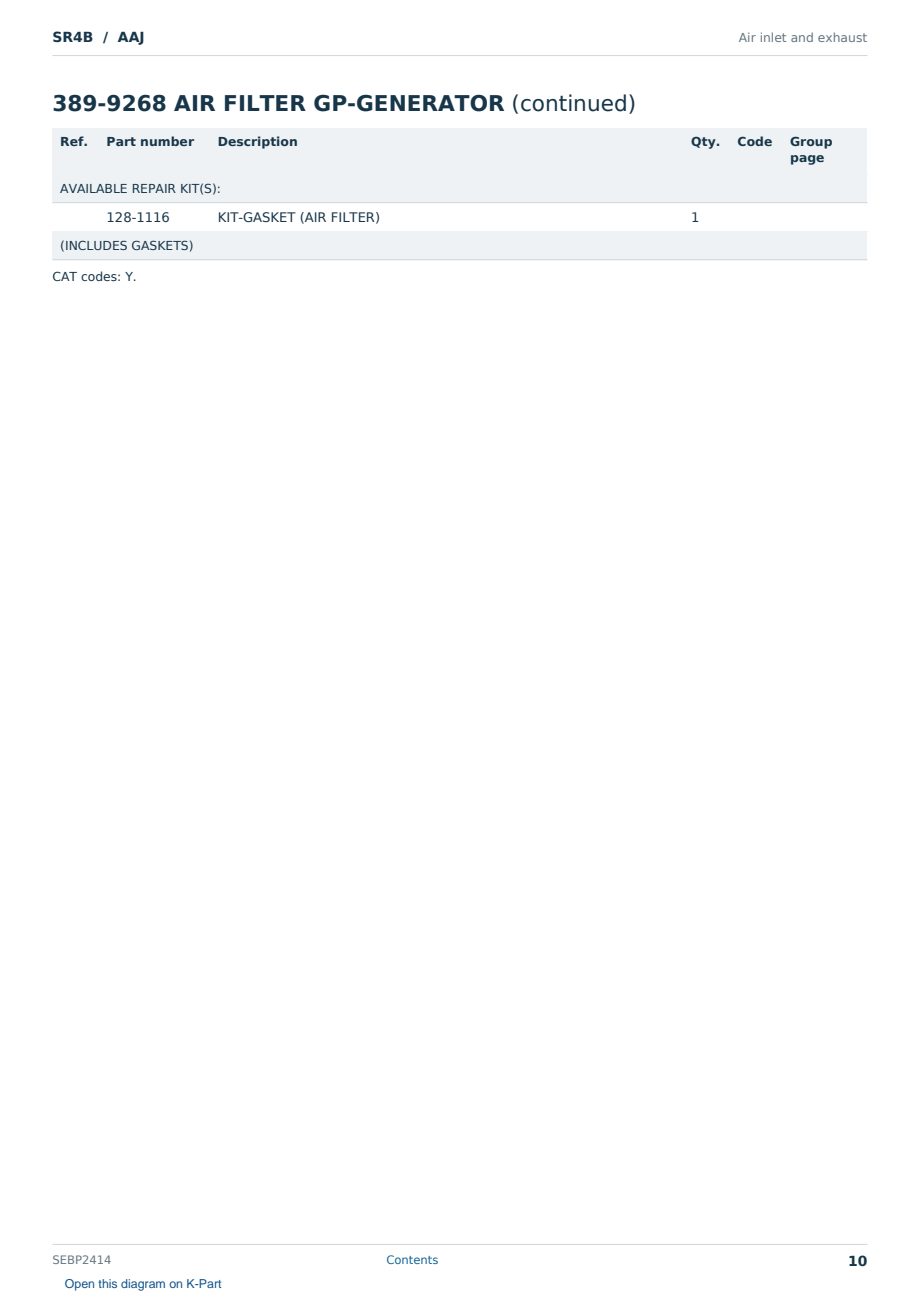 Caterpillar SR4B S/N AAJ Partsbook SEBP2414 (English) - sample page 10 of 10 Caterpillar SR4B S/N AAJ Partsbook SEBP2414 (English) - sample page 10 of 10