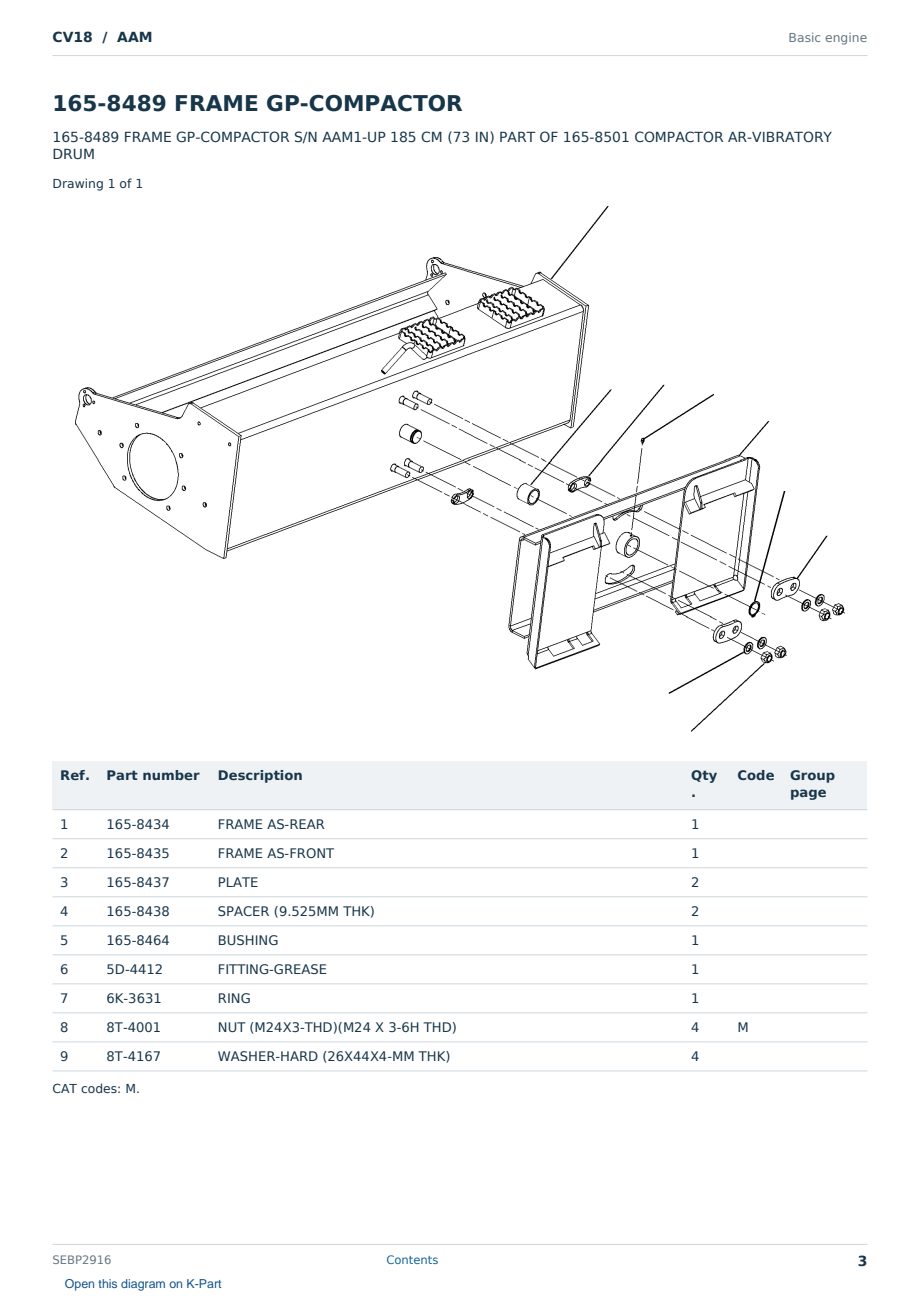 Caterpillar CV18 S/N AAM Partsbook SEBP2916 (English) - sample page 3 of 10 Caterpillar CV18 S/N AAM Partsbook SEBP2916 (English) - sample page 3 of 10