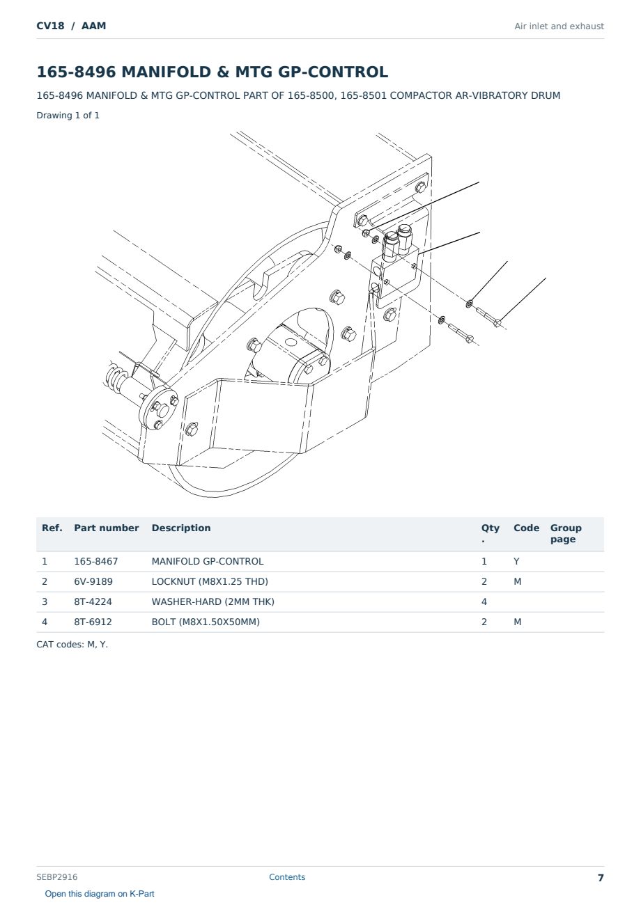 Caterpillar CV18 S/N AAM Partsbook SEBP2916 (English) - sample page 7 of 10 Caterpillar CV18 S/N AAM Partsbook SEBP2916 (English) - sample page 7 of 10
