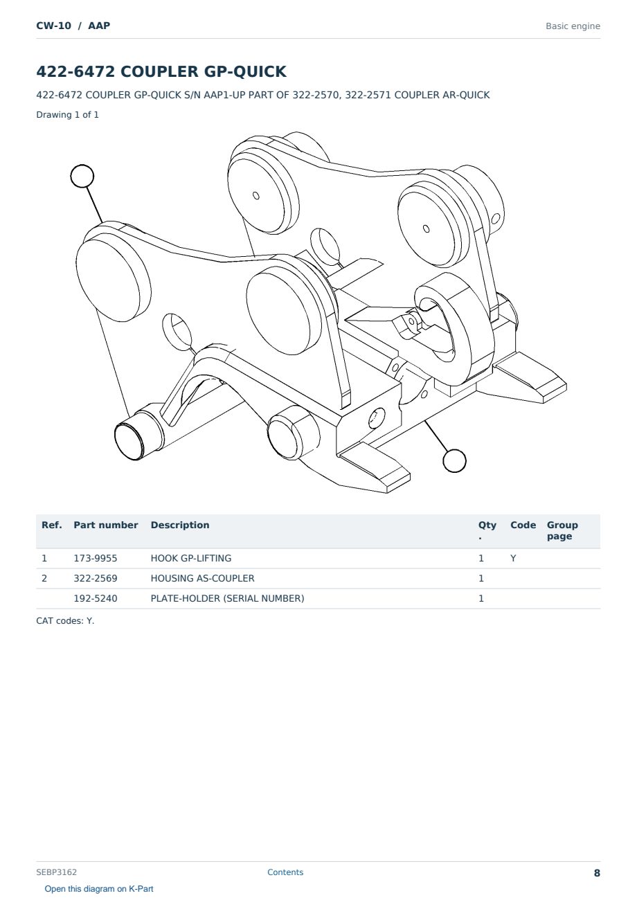 Caterpillar CW-10 S/N AAP Partsbook SEBP3162 (English) - sample page 8 of 10 Caterpillar CW-10 S/N AAP Partsbook SEBP3162 (English) - sample page 8 of 10