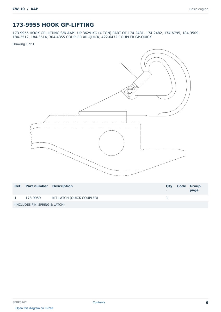 Caterpillar CW-10 S/N AAP Partsbook SEBP3162 (English) - sample page 9 of 10 Caterpillar CW-10 S/N AAP Partsbook SEBP3162 (English) - sample page 9 of 10