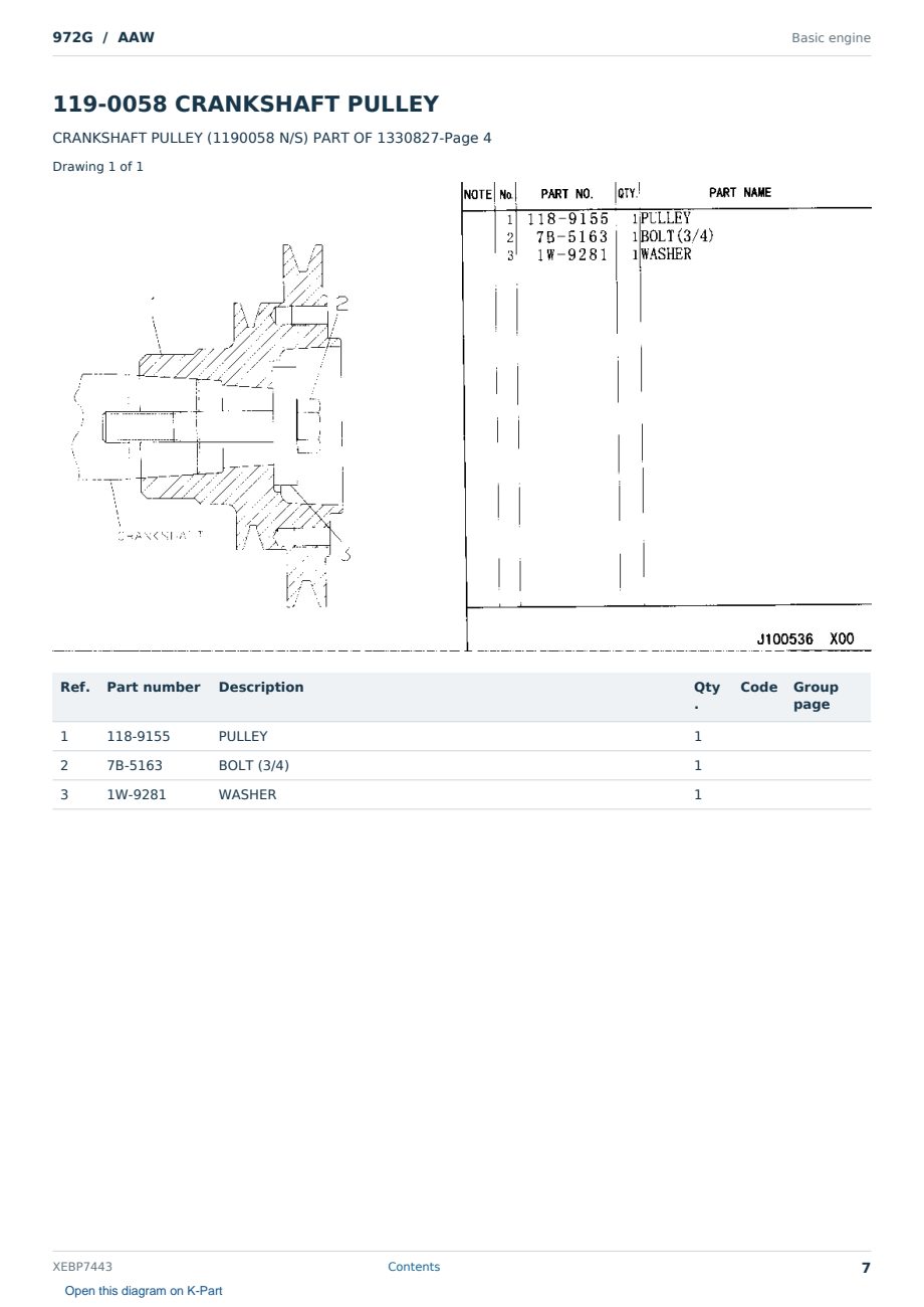 Caterpillar 972G S/N AAW Partsbook XEBP7443 (English) - sample page 7 of 10 Caterpillar 972G S/N AAW Partsbook XEBP7443 (English) - sample page 7 of 10