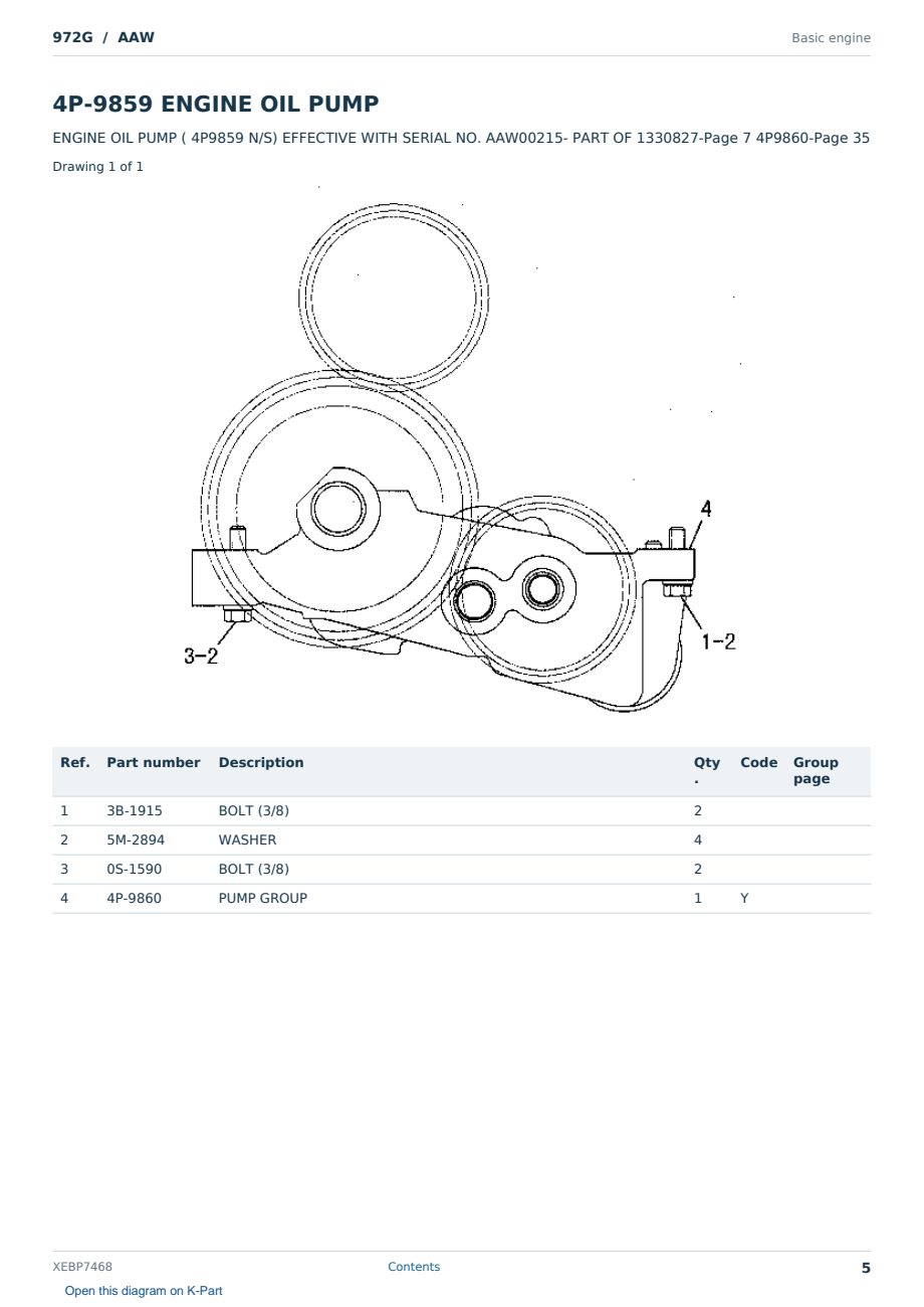Caterpillar 972G S/N AAW Partsbook XEBP7468 (English) - sample page 5 of 10 Caterpillar 972G S/N AAW Partsbook XEBP7468 (English) - sample page 5 of 10