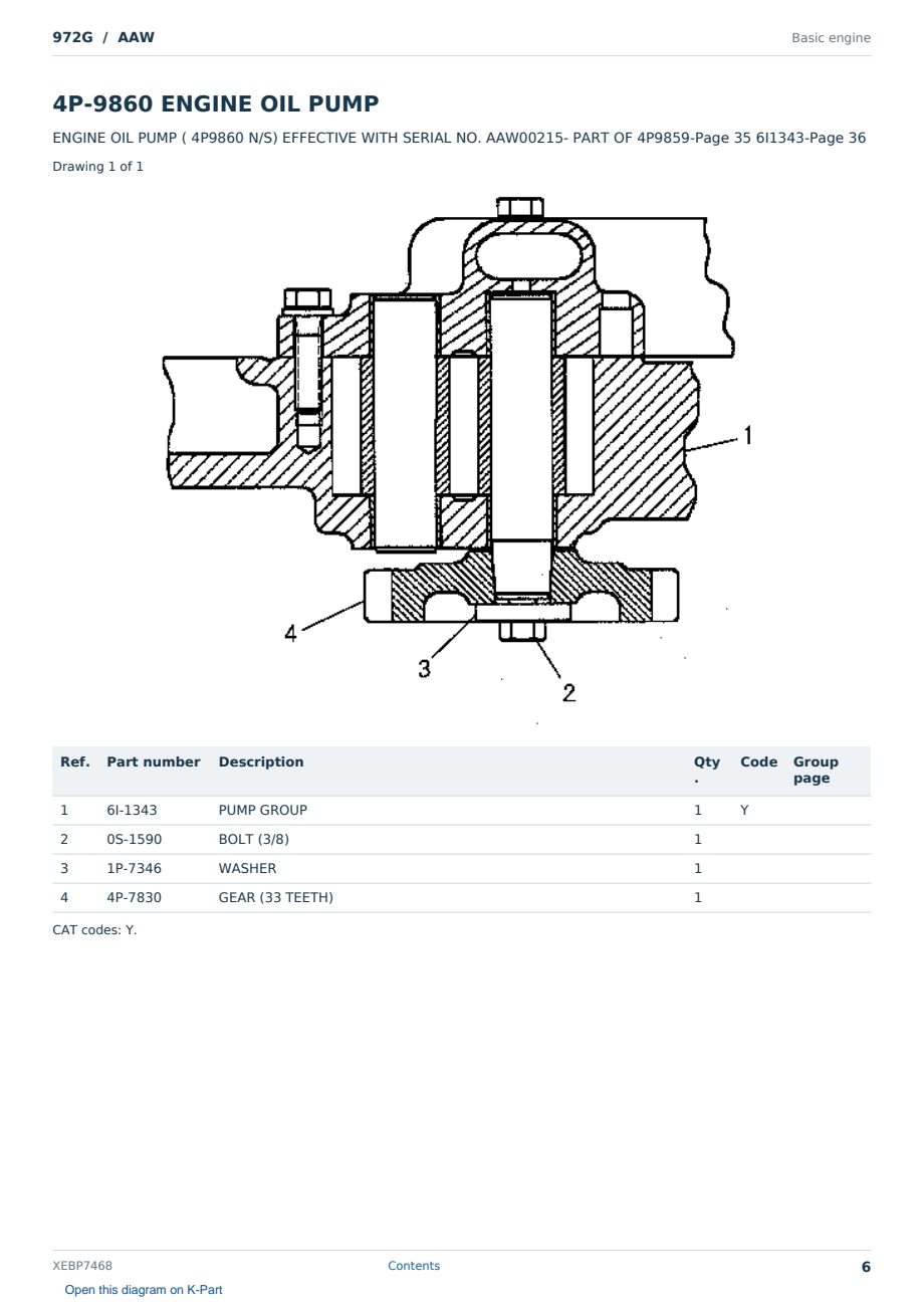 Caterpillar 972G S/N AAW Partsbook XEBP7468 (English) - sample page 6 of 10 Caterpillar 972G S/N AAW Partsbook XEBP7468 (English) - sample page 6 of 10