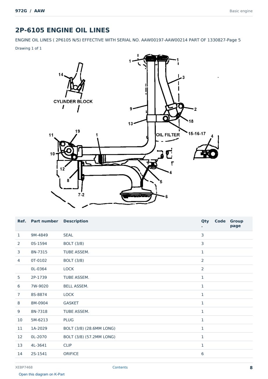Caterpillar 972G S/N AAW Partsbook XEBP7468 (English) - sample page 8 of 10 Caterpillar 972G S/N AAW Partsbook XEBP7468 (English) - sample page 8 of 10