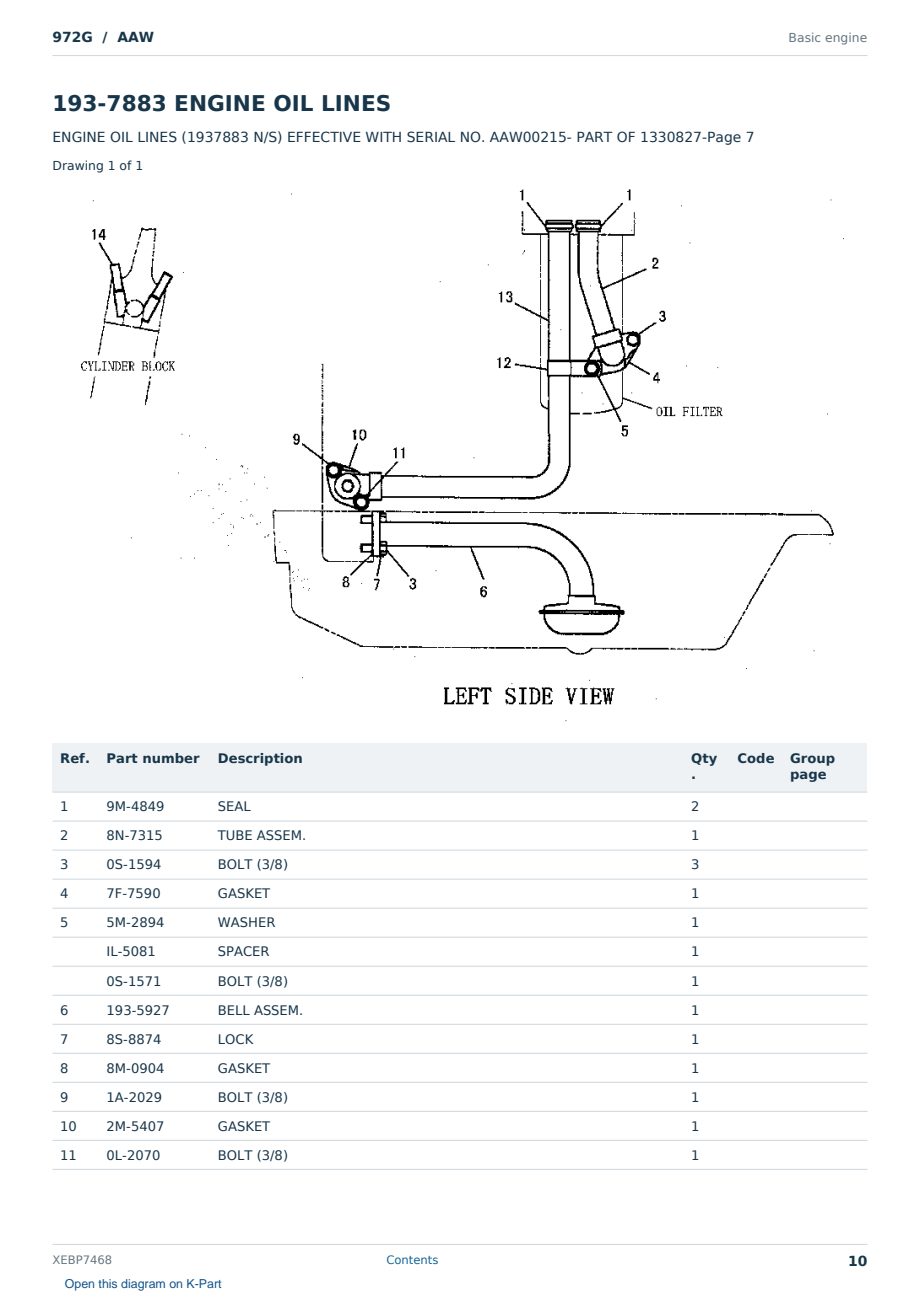 Caterpillar 972G S/N AAW Partsbook XEBP7468 (English) - sample page 10 of 10 Caterpillar 972G S/N AAW Partsbook XEBP7468 (English) - sample page 10 of 10
