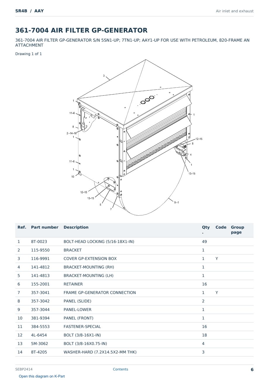 Caterpillar SR4B S/N AAY Partsbook SEBP2414 (English) - sample page 6 of 10 Caterpillar SR4B S/N AAY Partsbook SEBP2414 (English) - sample page 6 of 10